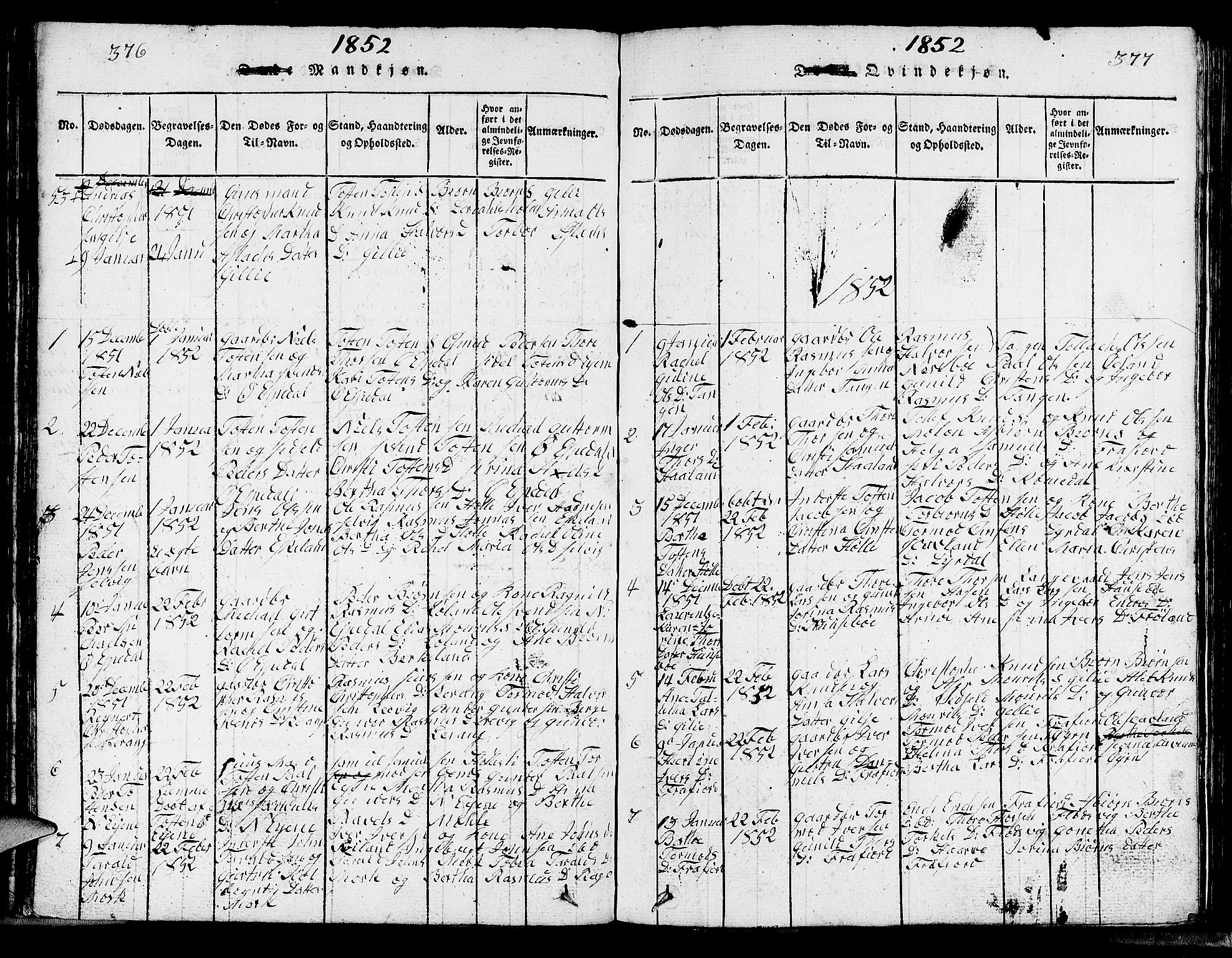 Strand sokneprestkontor, SAST/A-101828/H/Ha/Hab/L0002: Parish register (copy) no. B 2, 1816-1854, p. 376-377