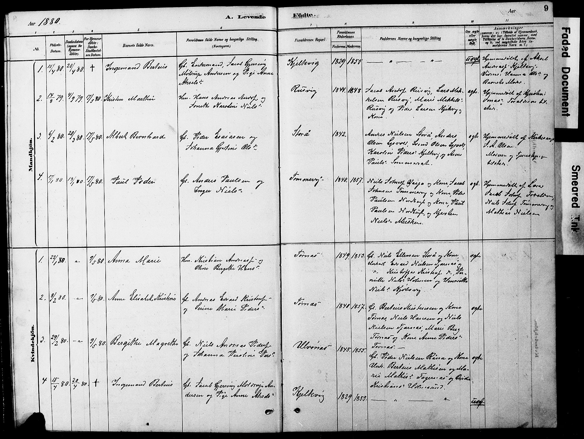 Ministerialprotokoller, klokkerbøker og fødselsregistre - Nordland, AV/SAT-A-1459/861/L0875: Parish register (copy) no. 861C01, 1879-1887, p. 9