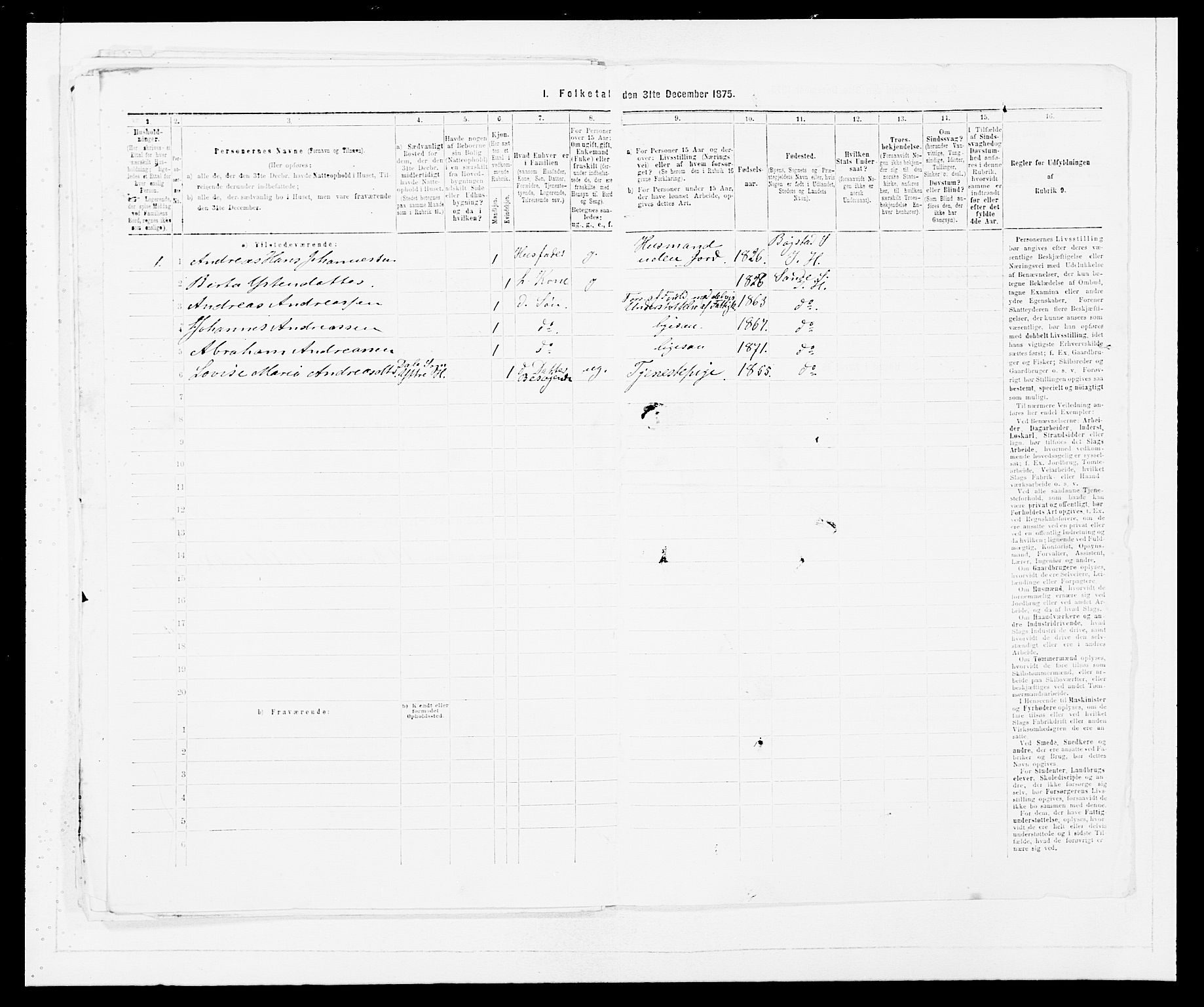 SAB, 1875 census for 1430P Indre Holmedal, 1875, p. 317