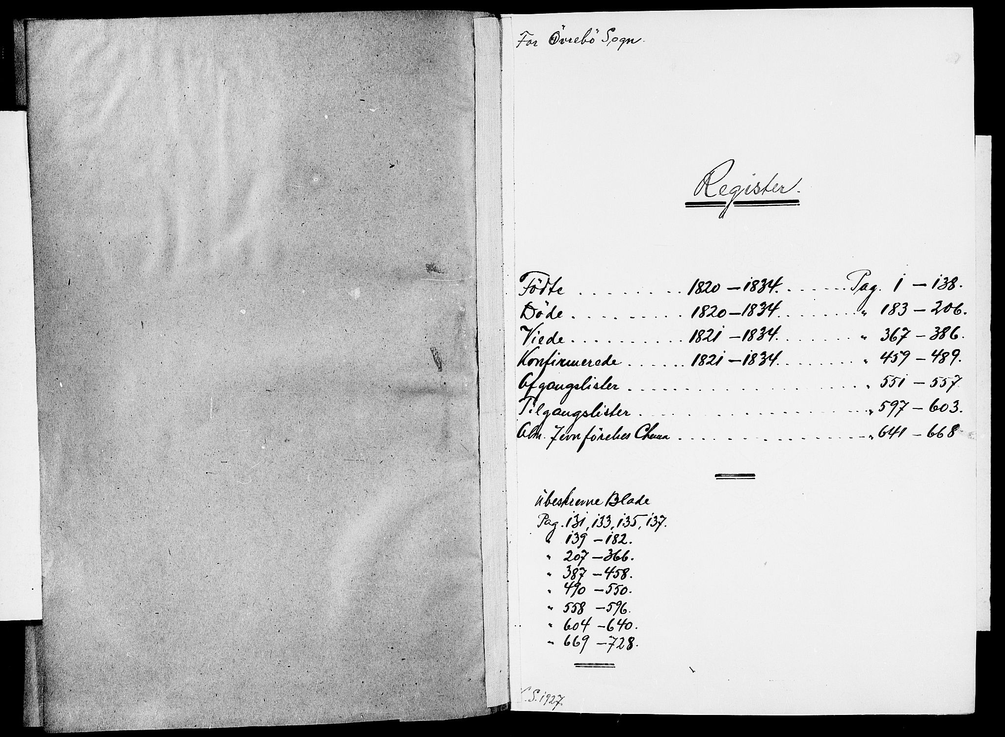 Vennesla sokneprestkontor, SAK/1111-0045/Fb/Fbc/L0001: Parish register (copy) no. B 1, 1820-1834