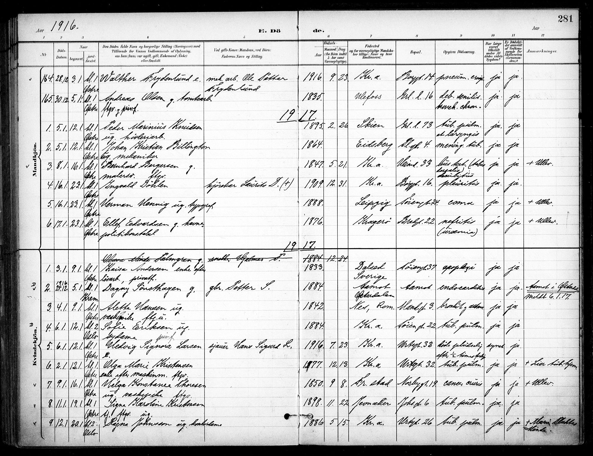 Grønland prestekontor Kirkebøker, SAO/A-10848/F/Fa/L0016: Parish register (official) no. 16, 1898-1918, p. 281