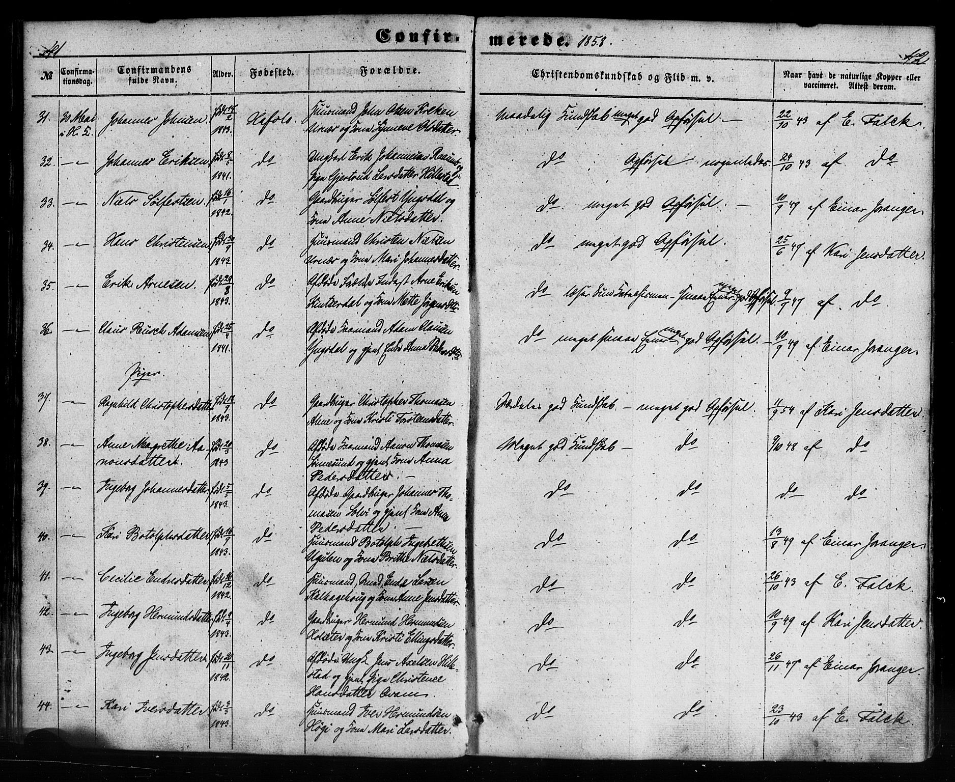 Hafslo sokneprestembete, SAB/A-80301/H/Haa/Haaa/L0012: Parish register (official) no. A 12, 1852-1885, p. 40-41