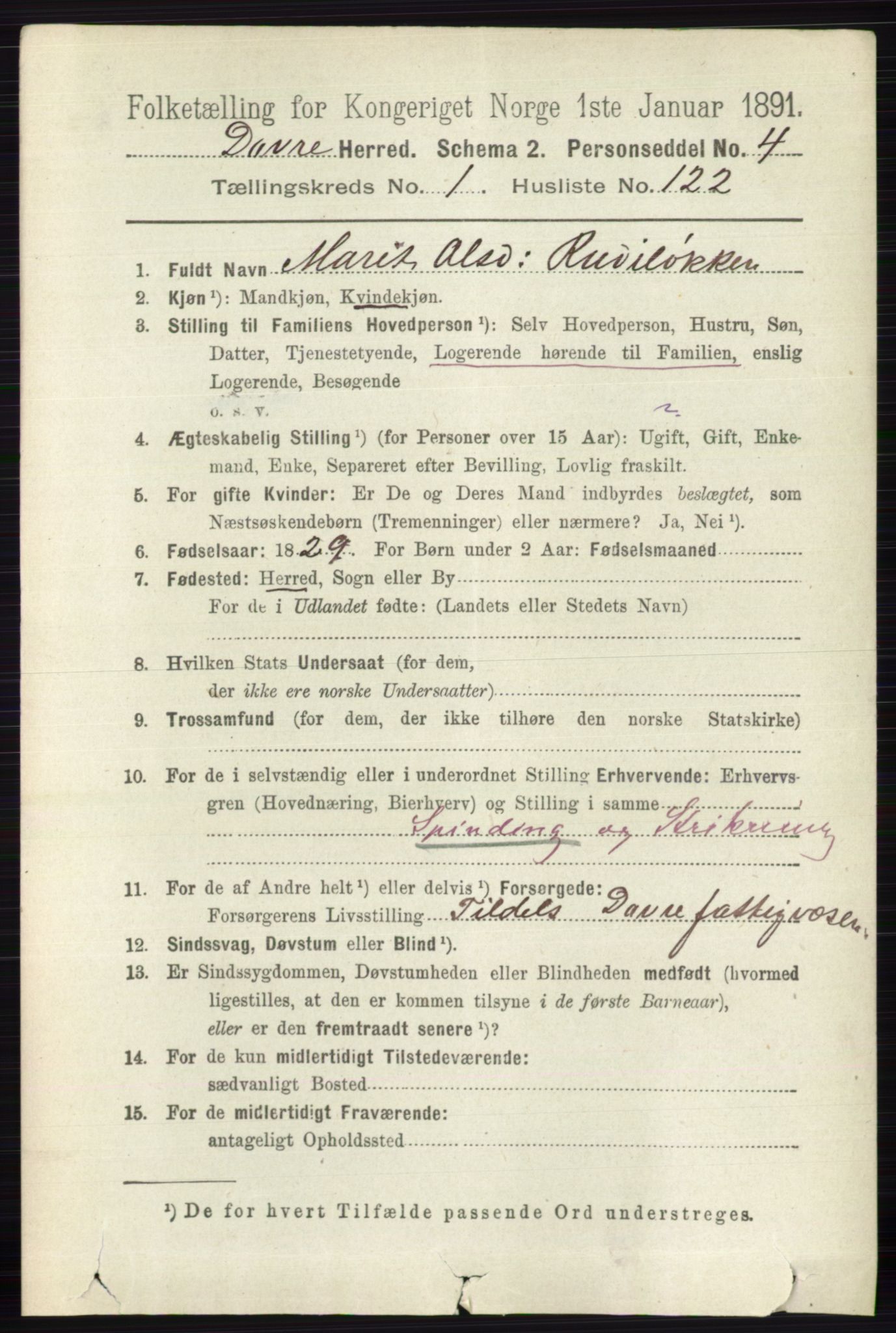 RA, 1891 census for 0511 Dovre, 1891, p. 787