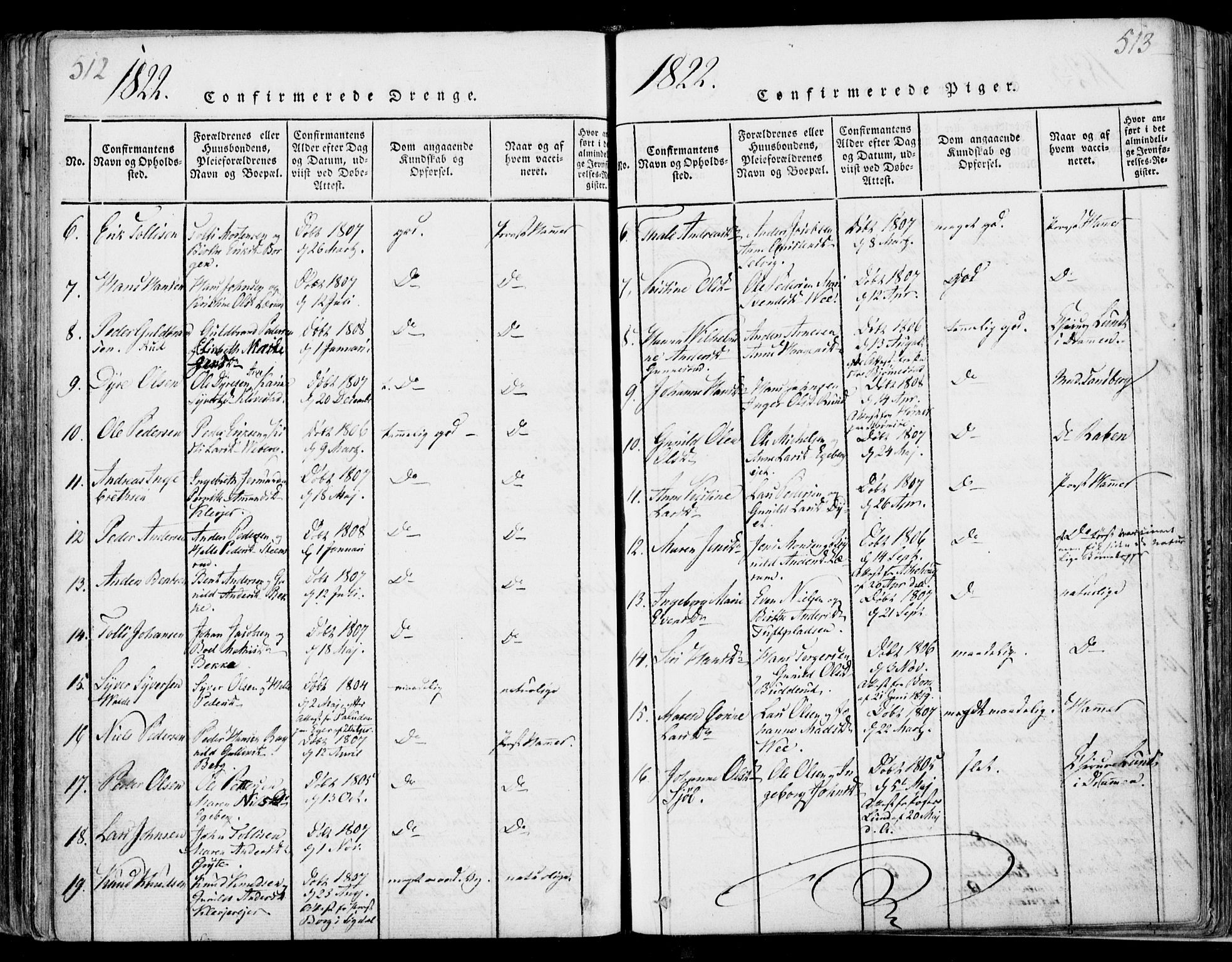 Sande Kirkebøker, SAKO/A-53/F/Fa/L0003: Parish register (official) no. 3, 1814-1847, p. 512-513