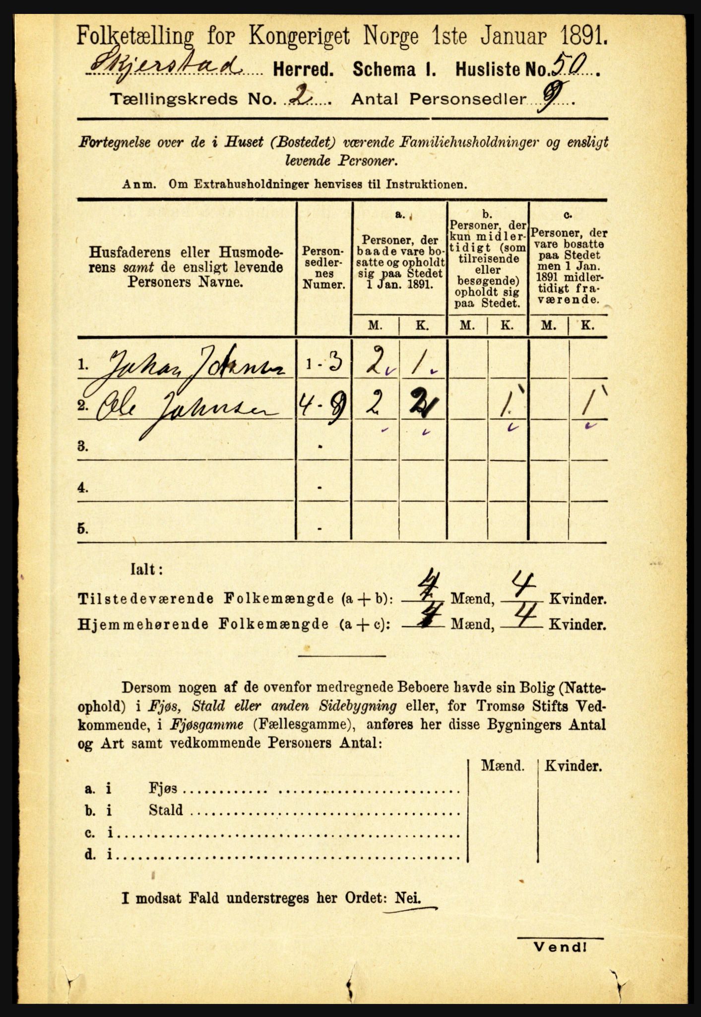 RA, 1891 census for 1842 Skjerstad, 1891, p. 345