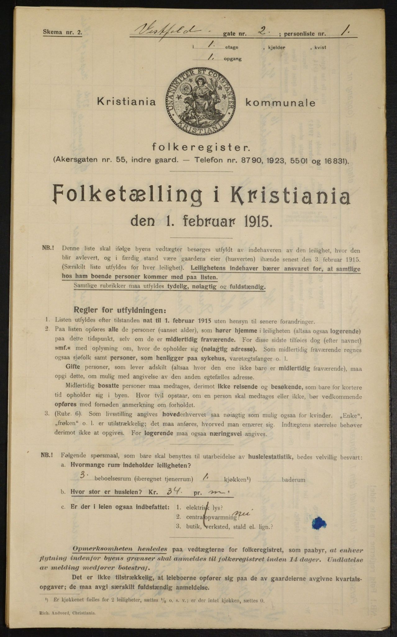 OBA, Municipal Census 1915 for Kristiania, 1915, p. 122988