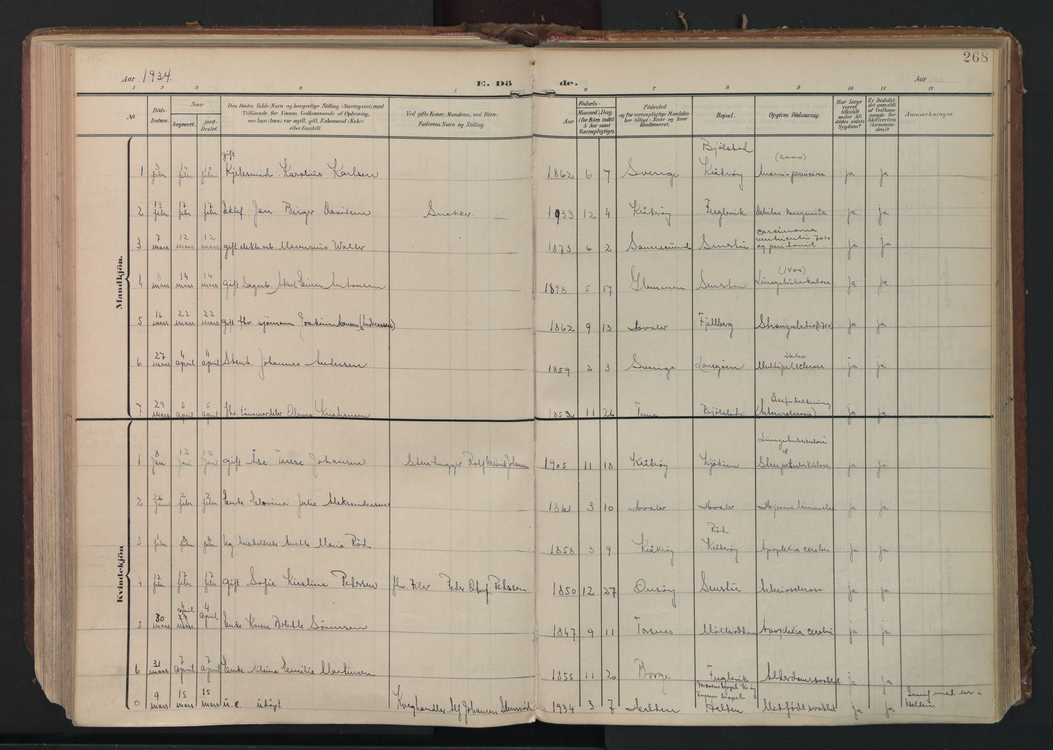 Kråkerøy prestekontor Kirkebøker, AV/SAO-A-10912/F/Fa/L0004: Parish register (official) no. 4, 1908-1965, p. 268