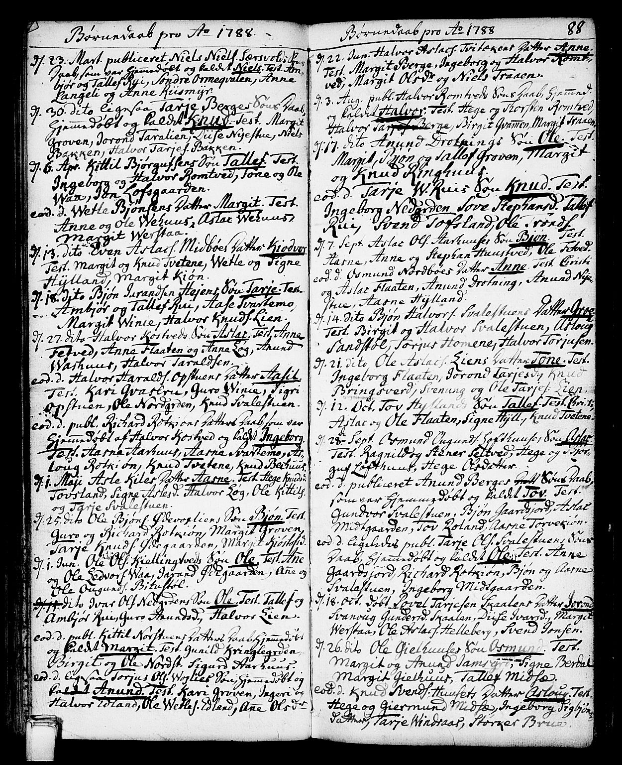Vinje kirkebøker, SAKO/A-312/F/Fa/L0002: Parish register (official) no. I 2, 1767-1814, p. 88