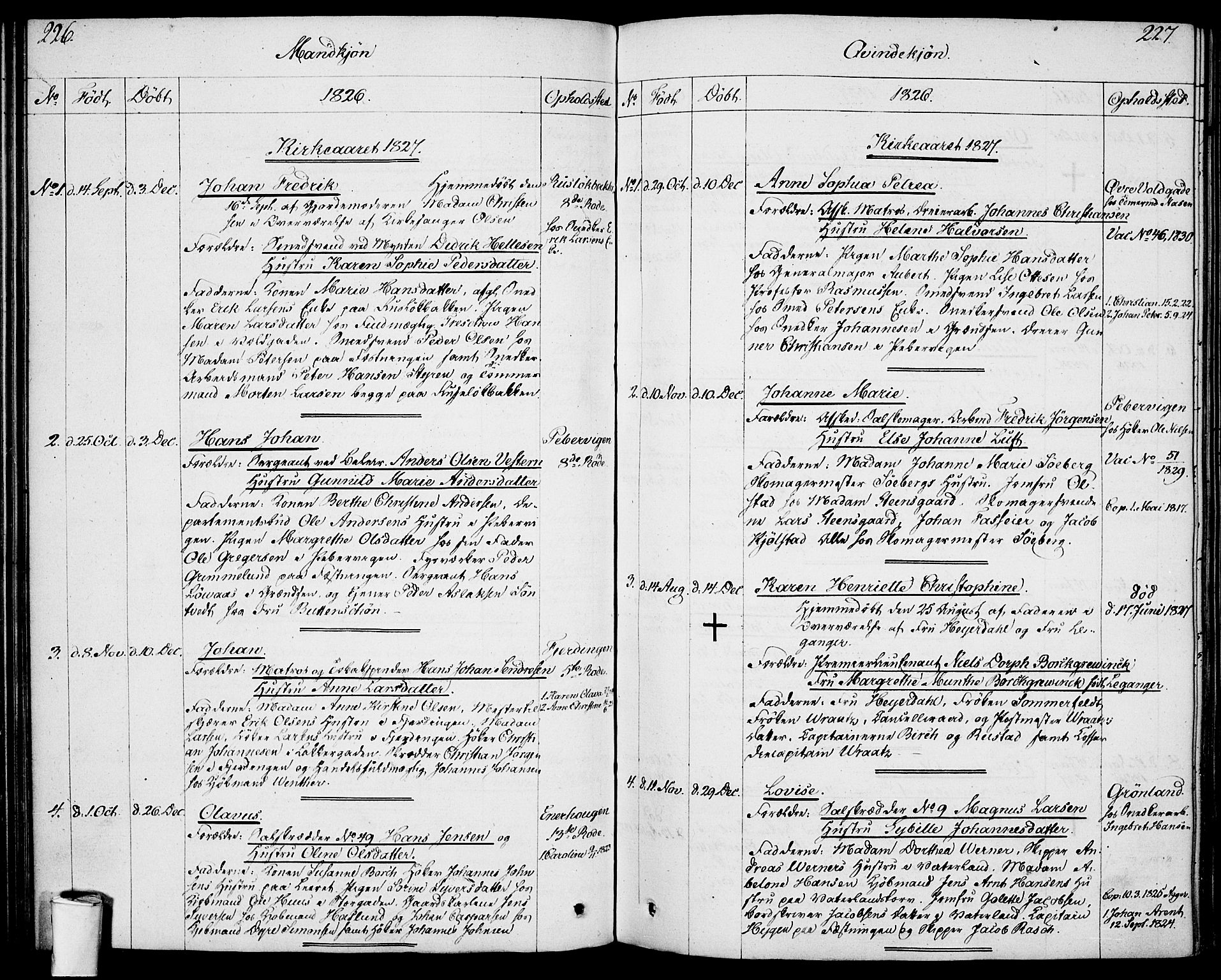 Garnisonsmenigheten Kirkebøker, SAO/A-10846/F/Fa/L0004: Parish register (official) no. 4, 1820-1828, p. 226-227