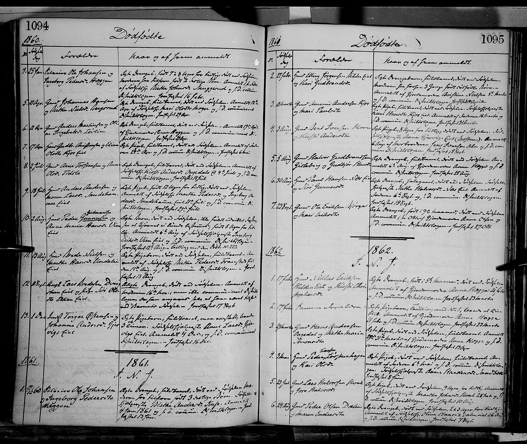 Gran prestekontor, AV/SAH-PREST-112/H/Ha/Haa/L0012: Parish register (official) no. 12, 1856-1874, p. 1094-1095