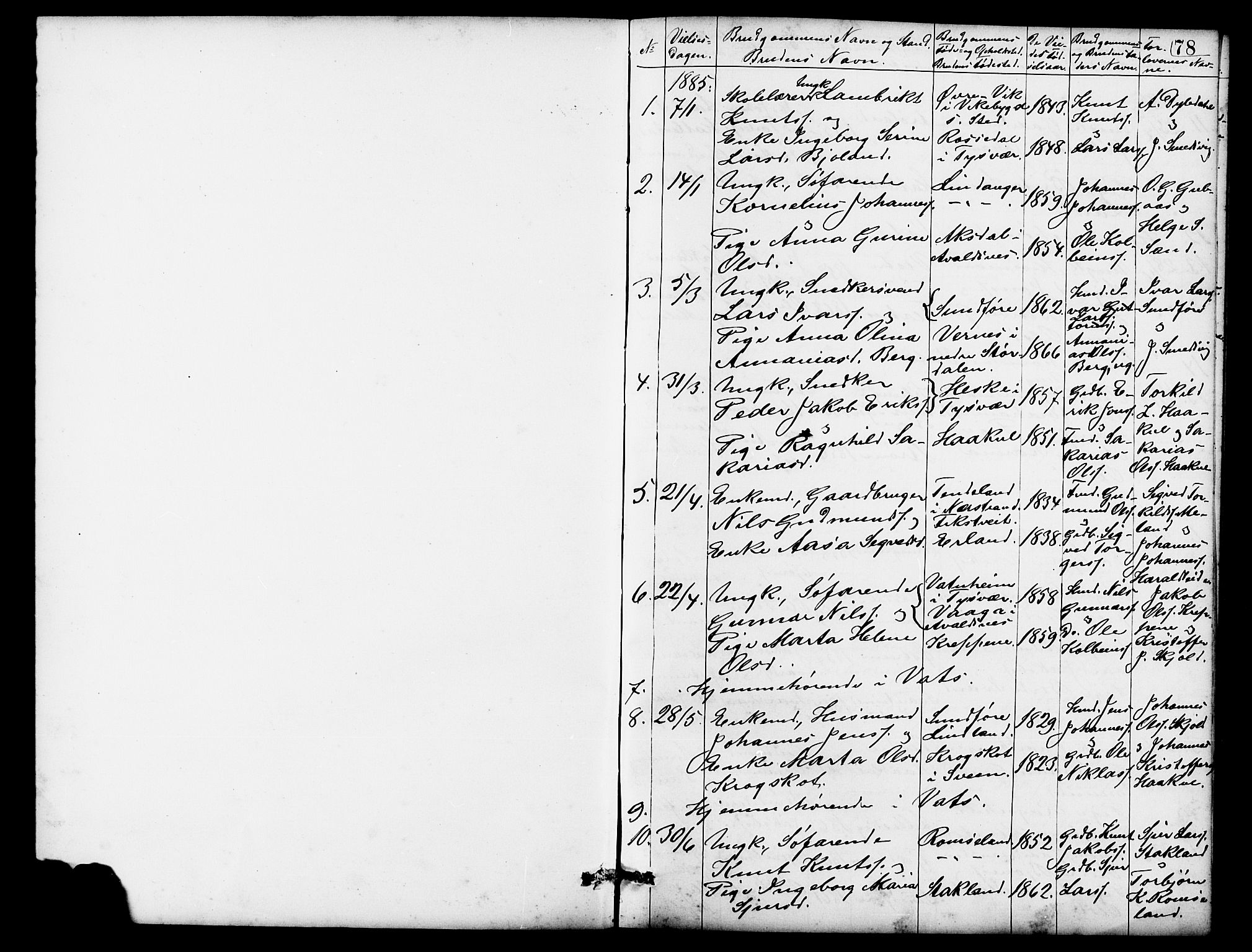 Skjold sokneprestkontor, SAST/A-101847/H/Ha/Hab/L0007: Parish register (copy) no. B 7, 1885-1906, p. 78