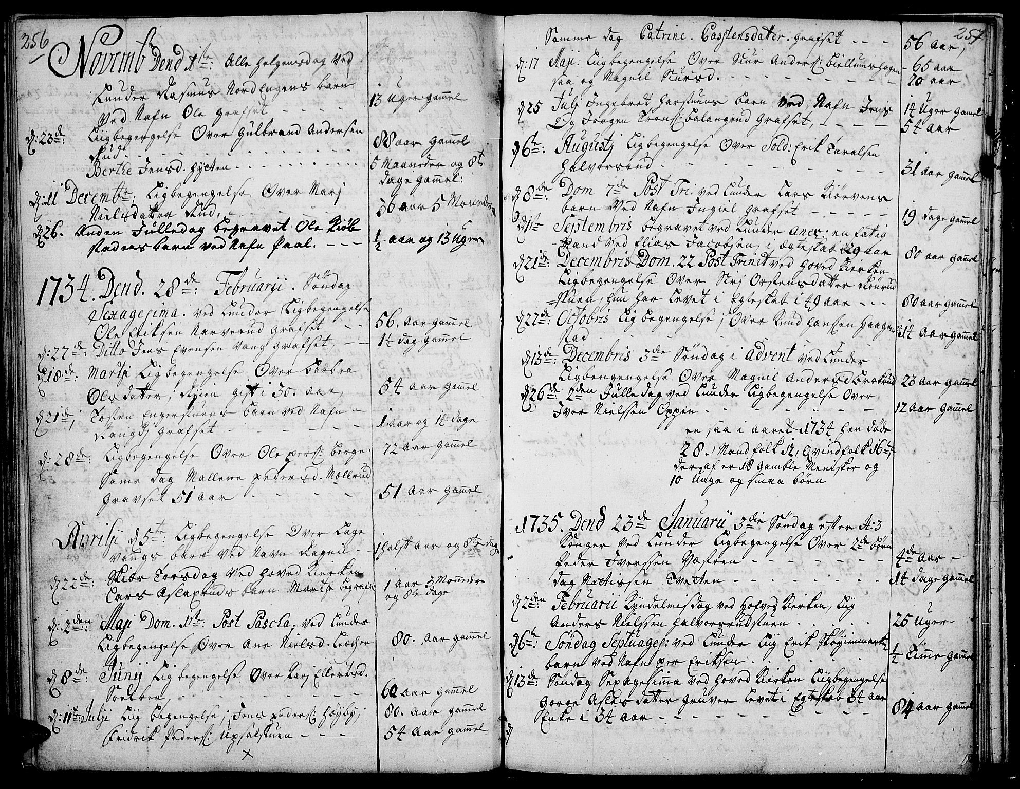 Jevnaker prestekontor, SAH/PREST-116/H/Ha/Haa/L0002: Parish register (official) no. 2, 1725-1751, p. 256-257