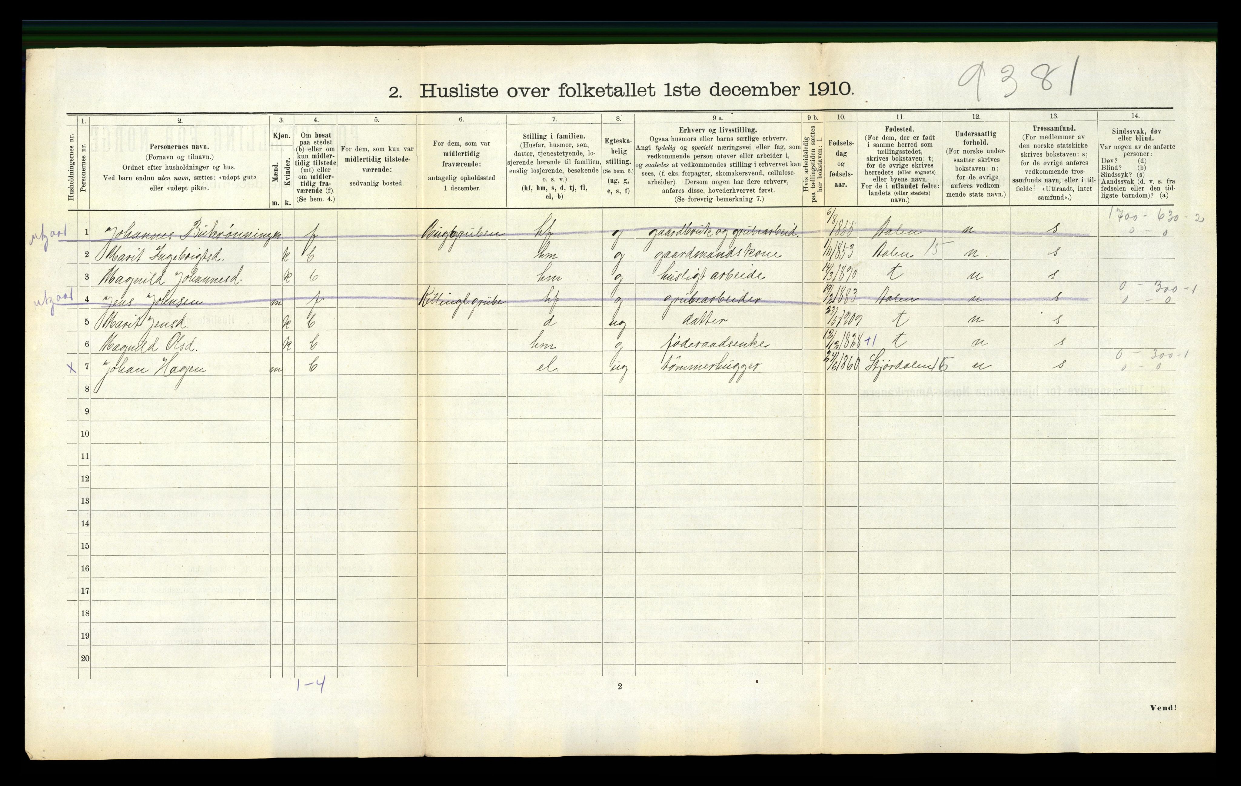 RA, 1910 census for Haltdalen, 1910, p. 233