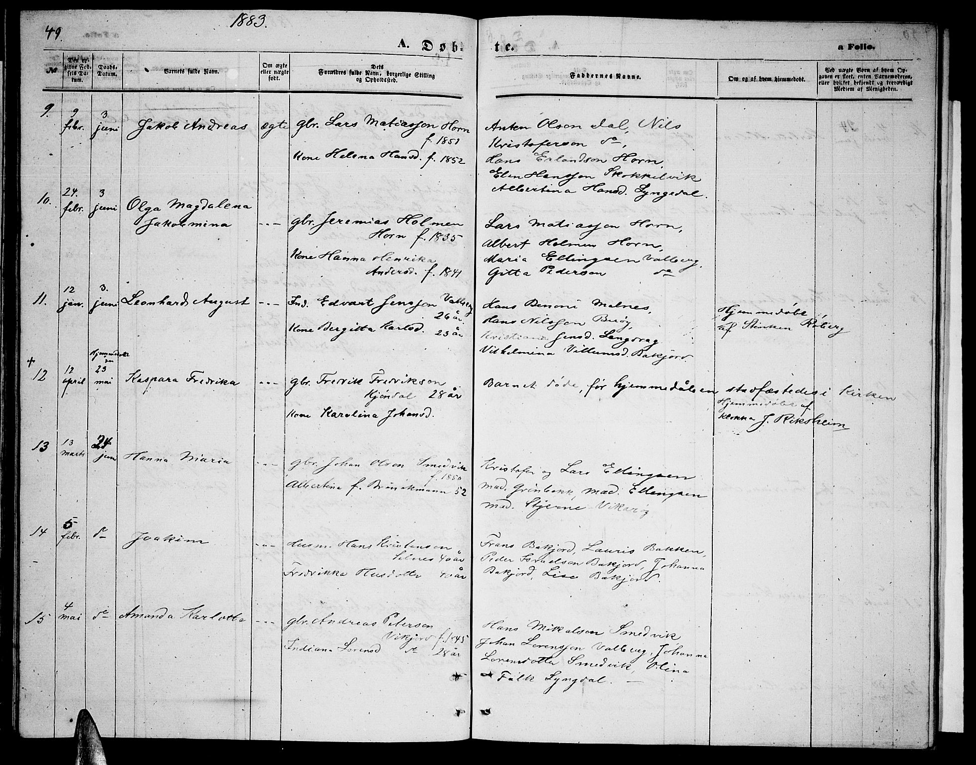 Ministerialprotokoller, klokkerbøker og fødselsregistre - Nordland, AV/SAT-A-1459/884/L1196: Parish register (copy) no. 884C02, 1860-1887, p. 49