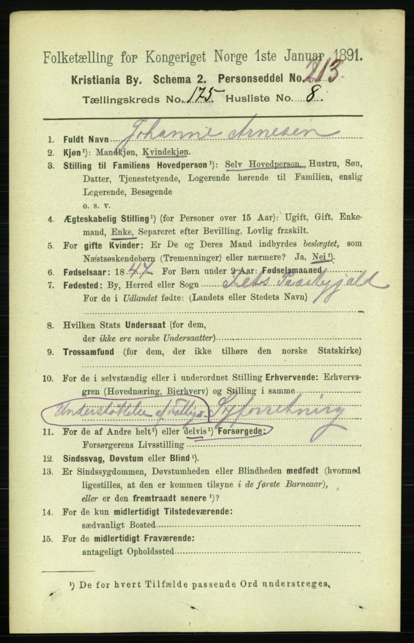 RA, 1891 census for 0301 Kristiania, 1891, p. 105551