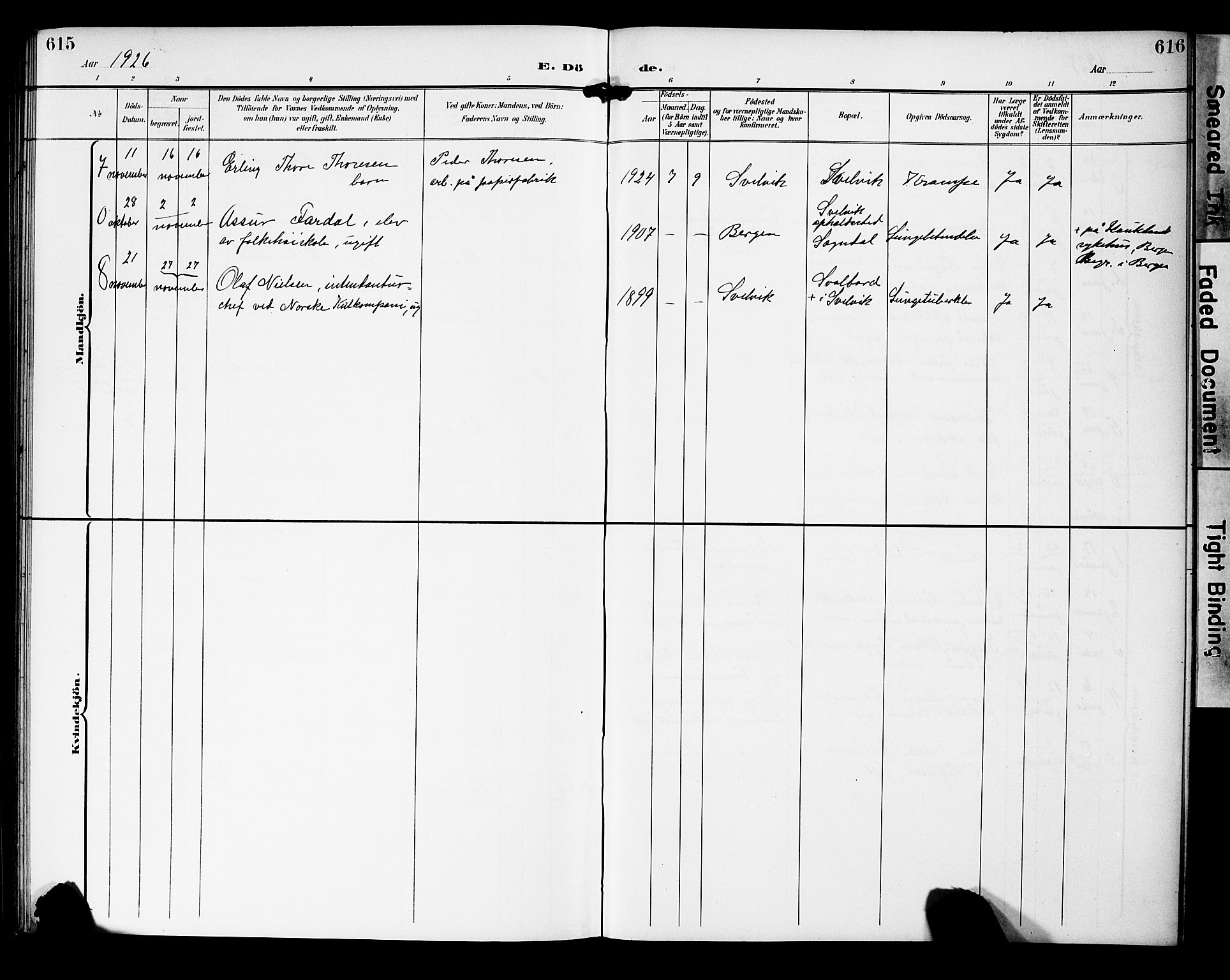 Strømm kirkebøker, AV/SAKO-A-322/G/Gb/L0002: Parish register (copy) no. II 2, 1897-1928, p. 615-616