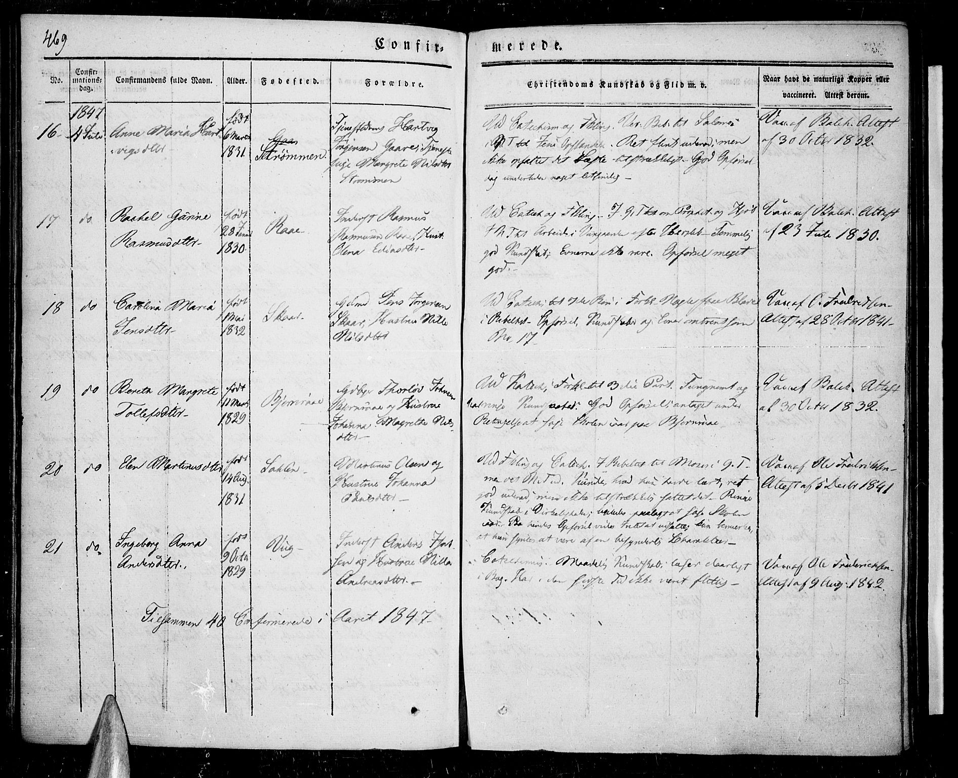 Kvæfjord sokneprestkontor, SATØ/S-1323/G/Ga/Gaa/L0003kirke: Parish register (official) no. 3, 1830-1857, p. 469
