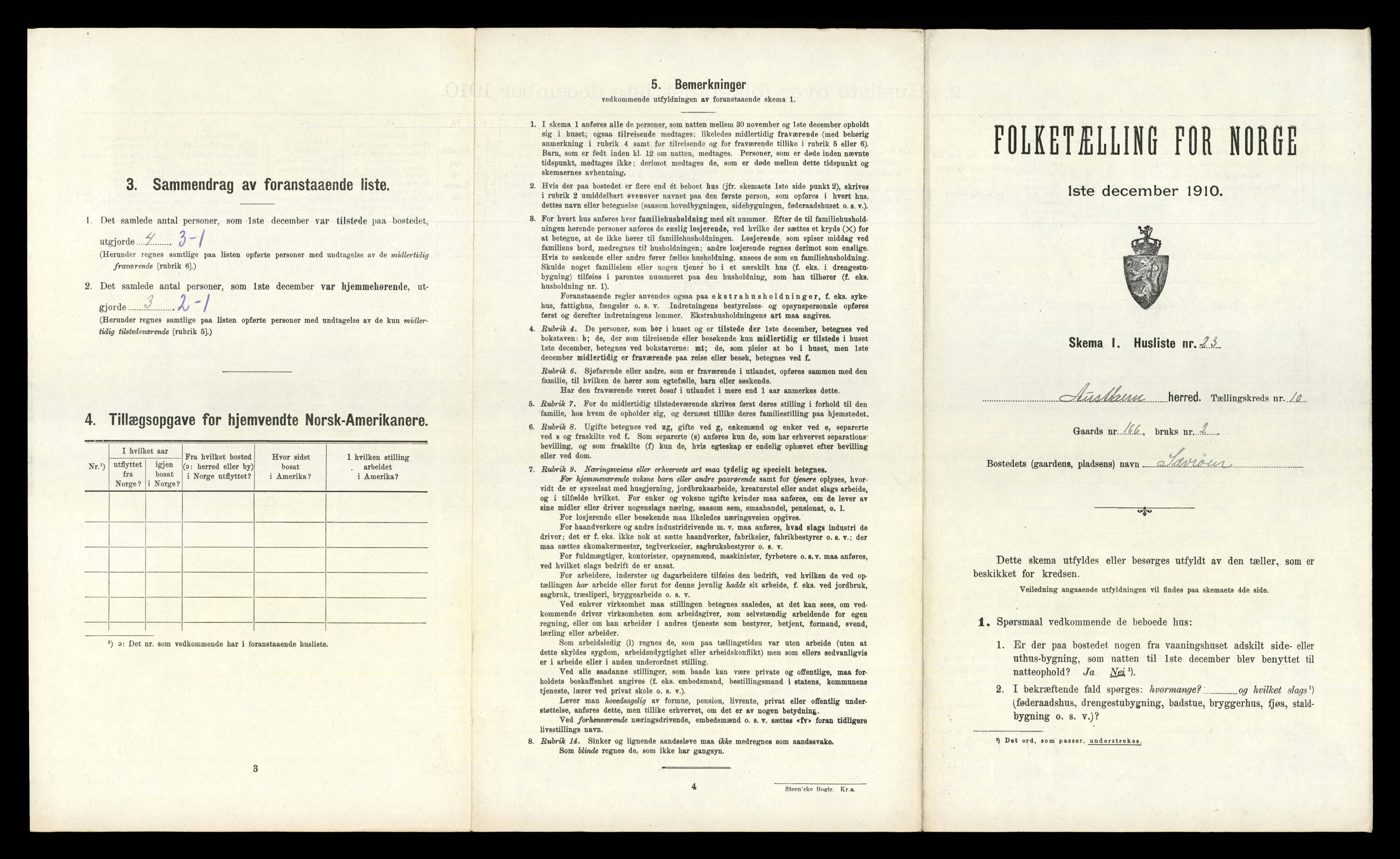 RA, 1910 census for Austrheim, 1910, p. 662