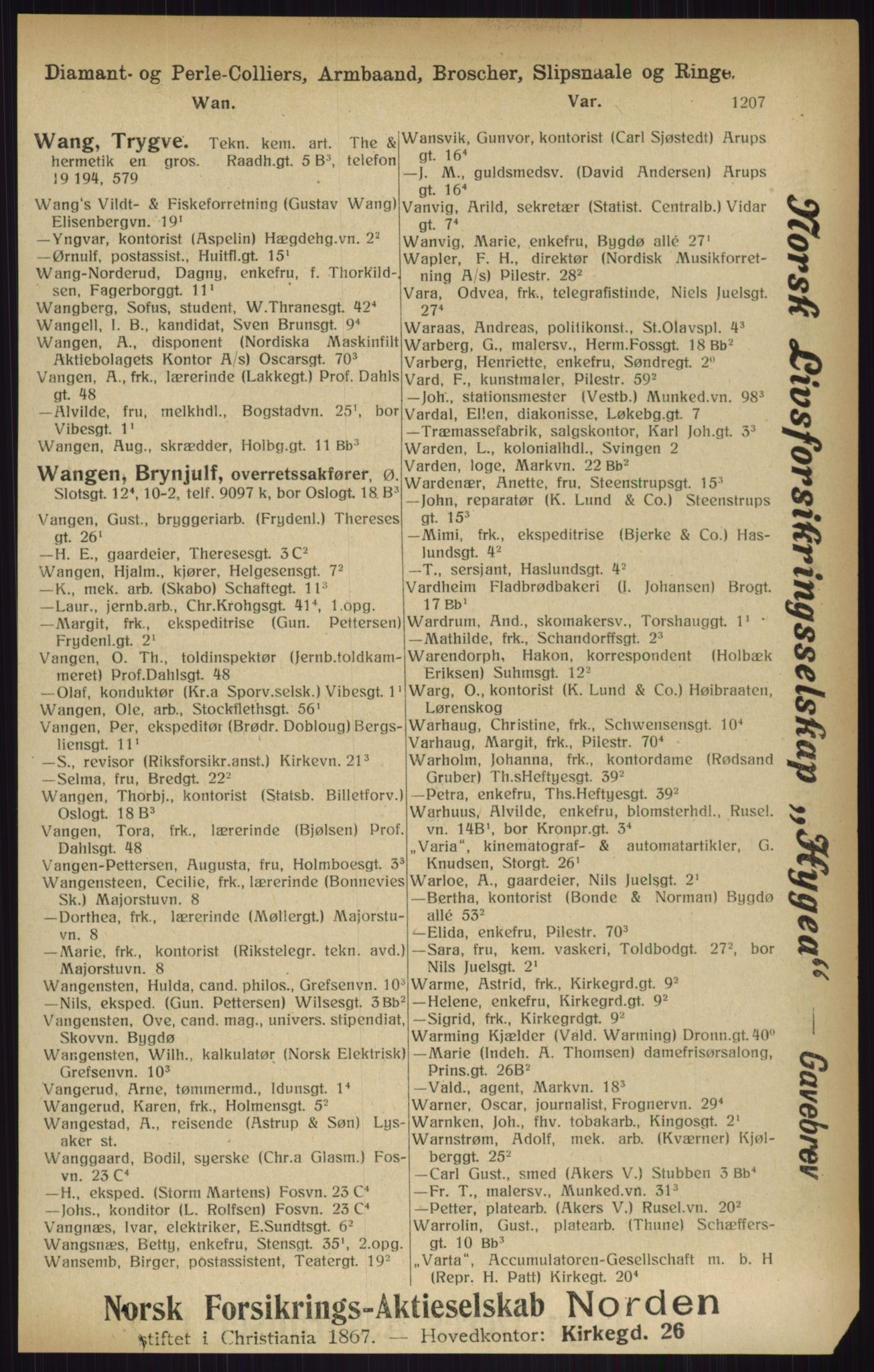 Kristiania/Oslo adressebok, PUBL/-, 1916, p. 1207