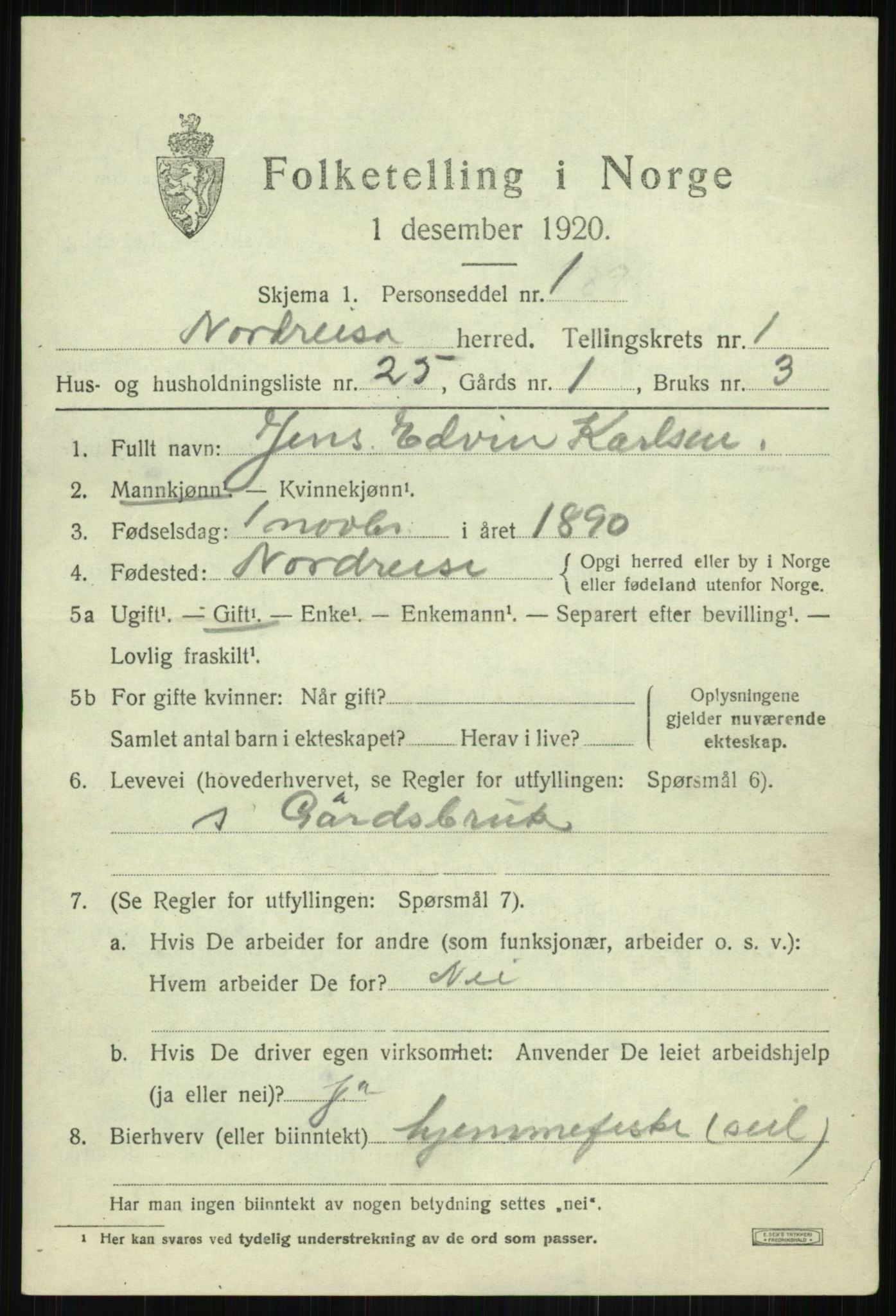 SATØ, 1920 census for Nordreisa, 1920, p. 989