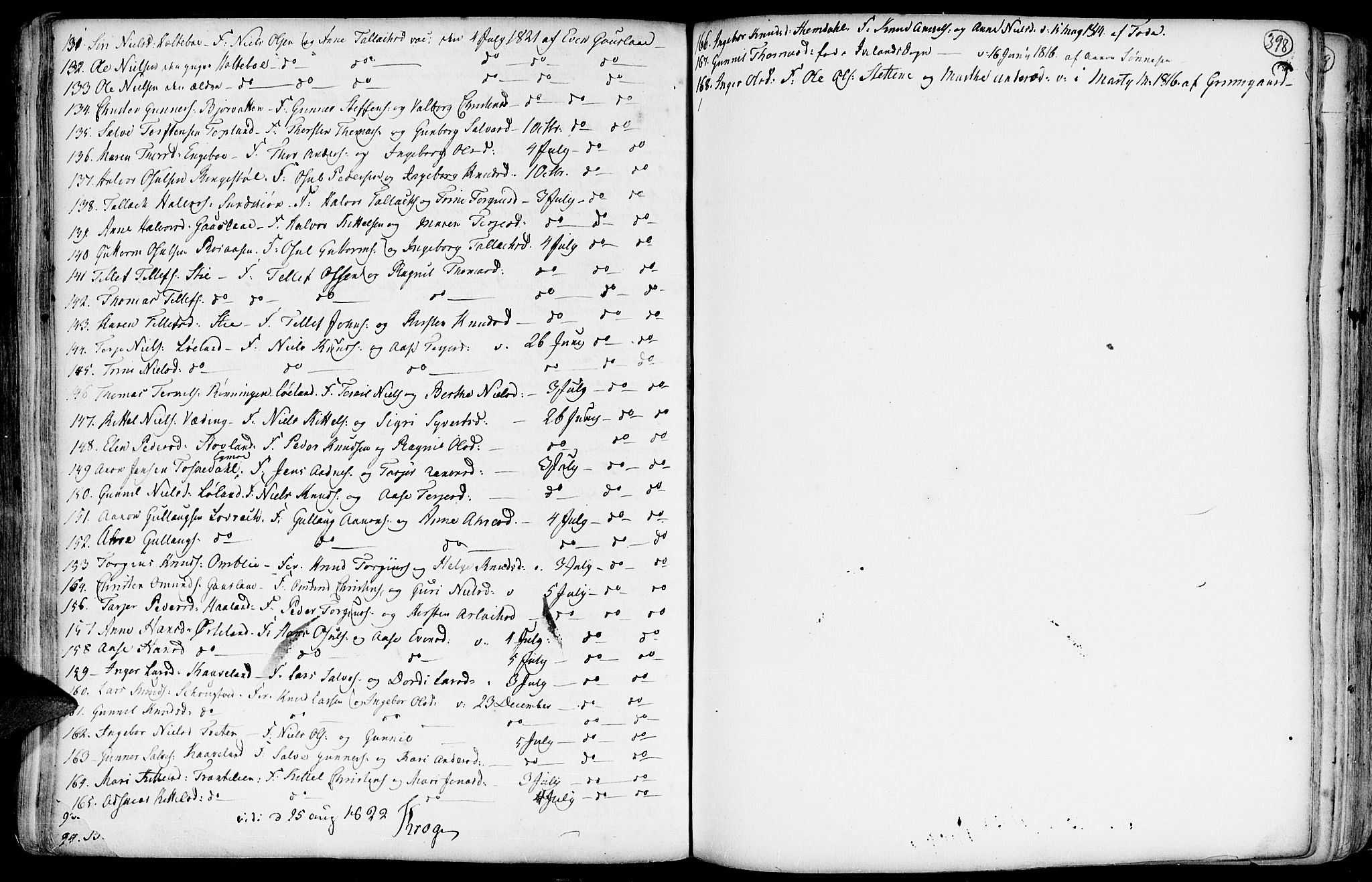 Hommedal sokneprestkontor, SAK/1111-0023/F/Fa/Fab/L0002: Parish register (official) no. A 2 /3, 1740-1821, p. 398