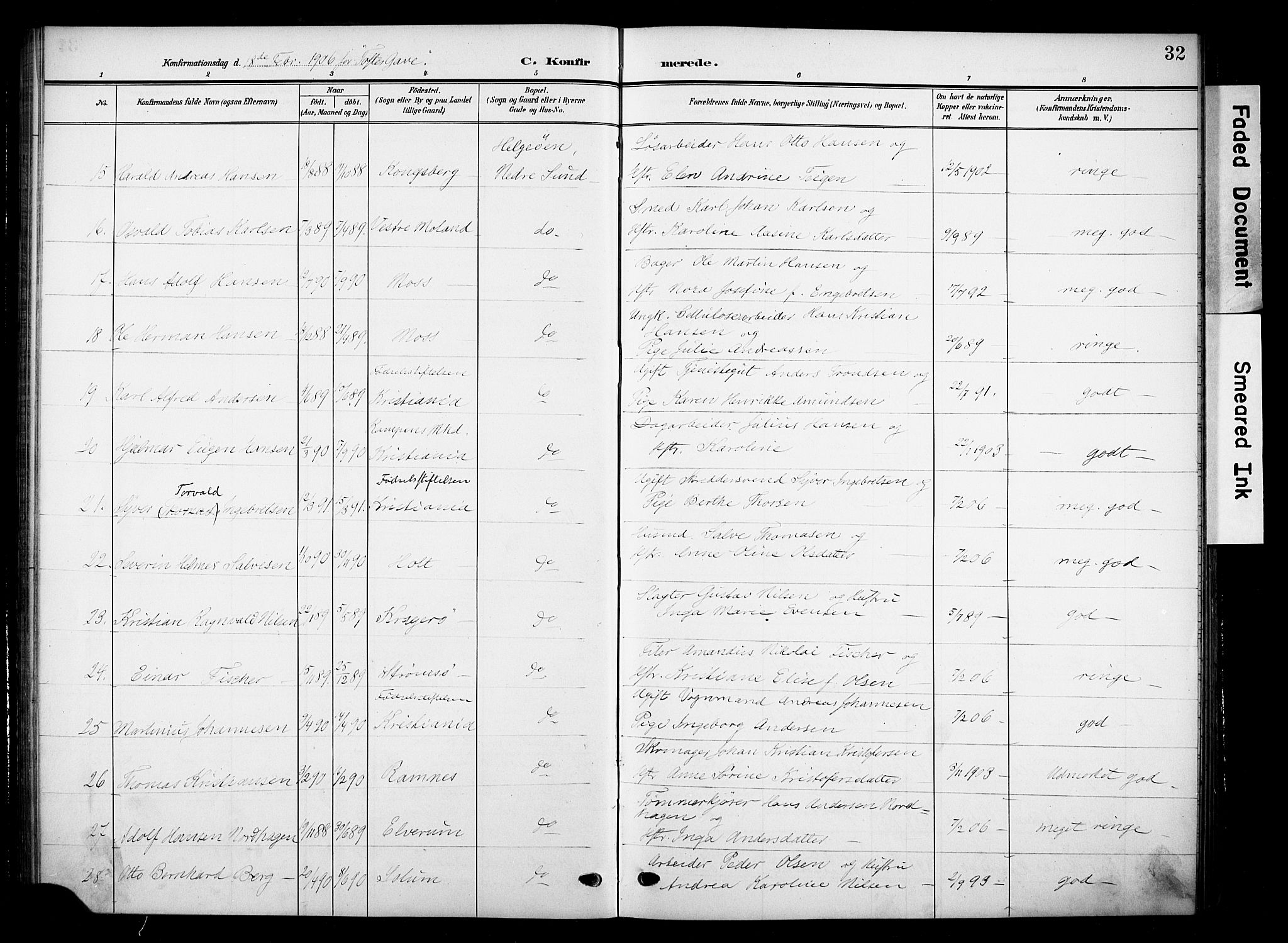 Nes prestekontor, Hedmark, AV/SAH-PREST-020/K/Ka/L0012: Parish register (official) no. 12, 1906-1920, p. 32