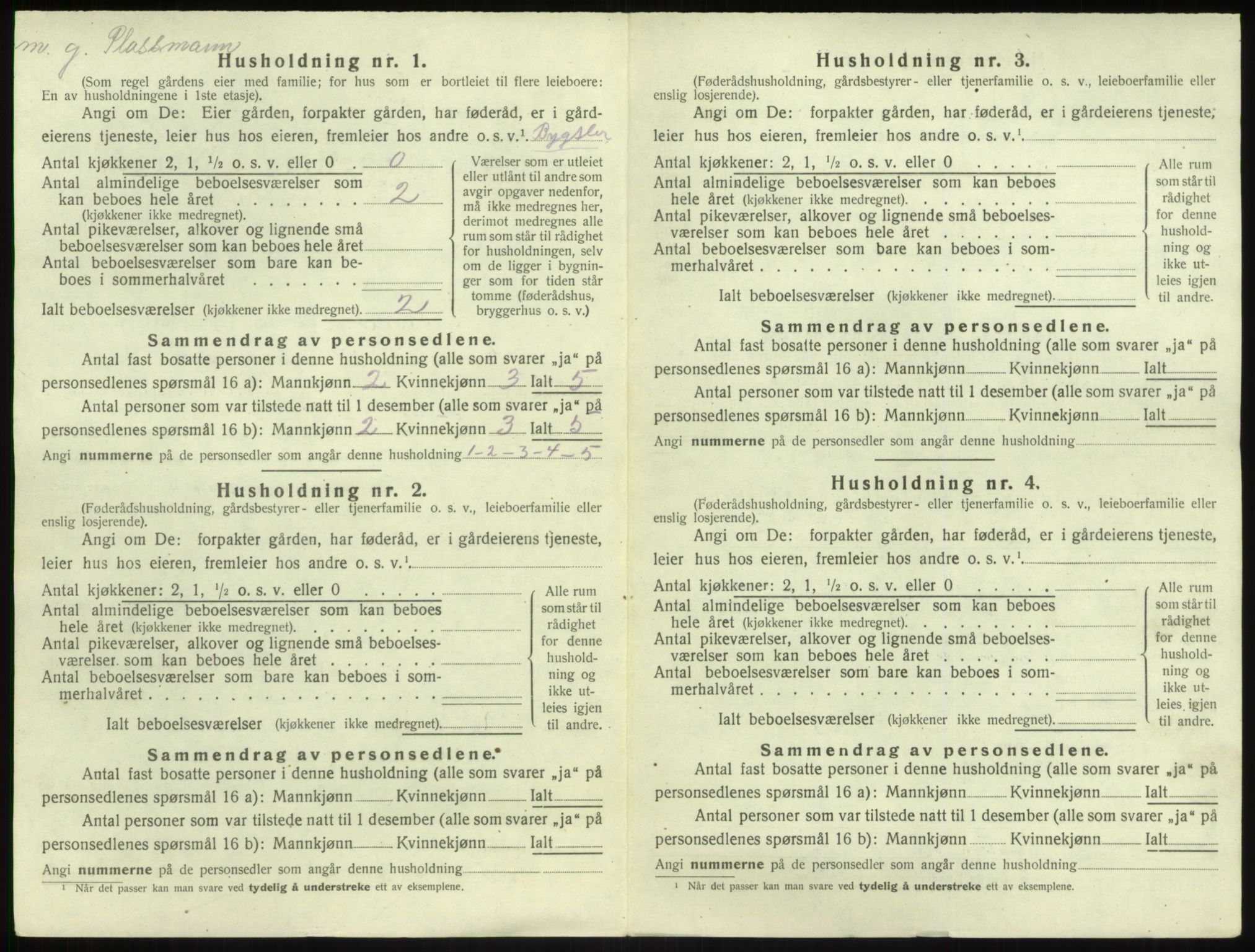 SAB, 1920 census for Brekke, 1920, p. 36