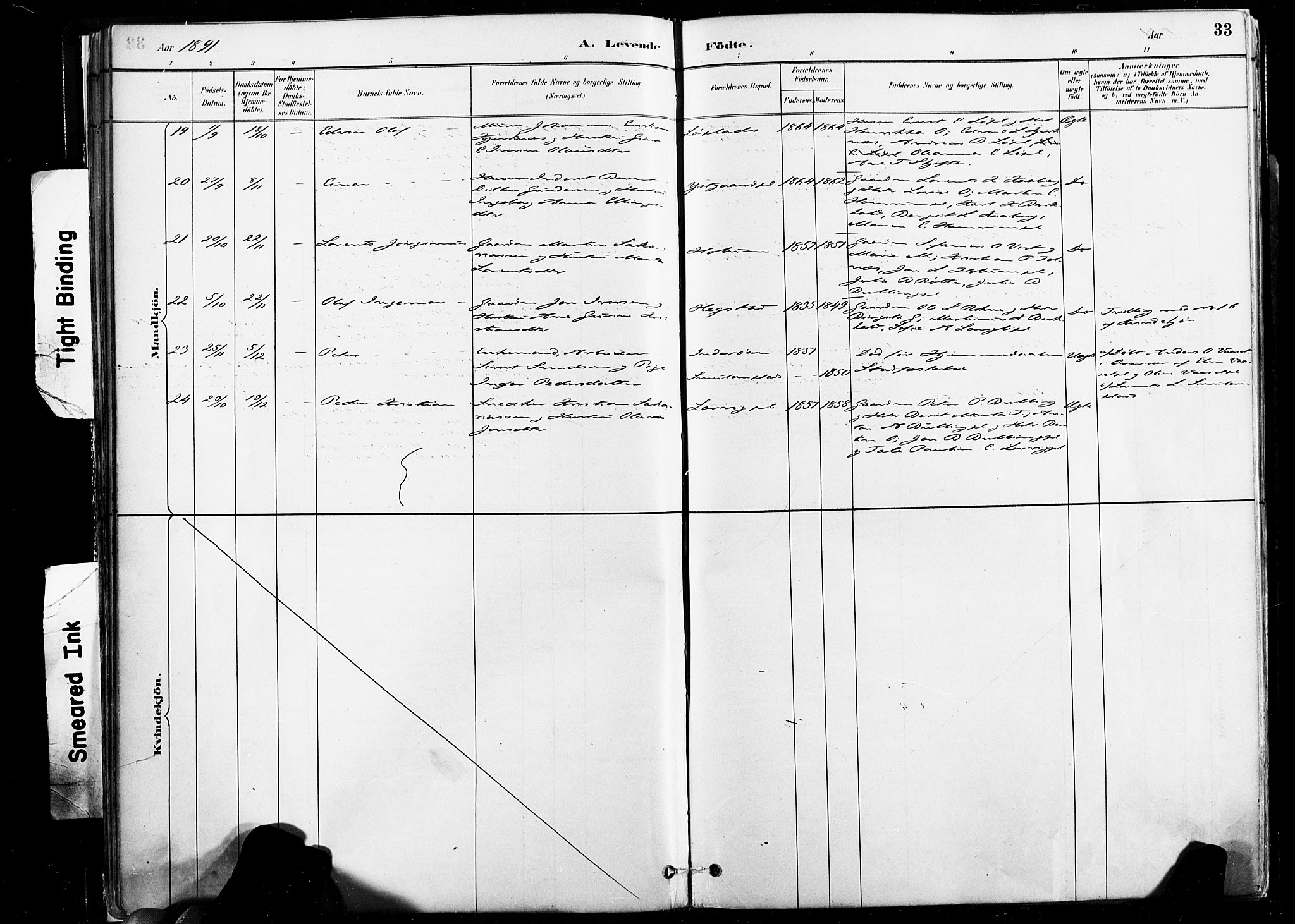 Ministerialprotokoller, klokkerbøker og fødselsregistre - Nord-Trøndelag, SAT/A-1458/735/L0351: Parish register (official) no. 735A10, 1884-1908, p. 33