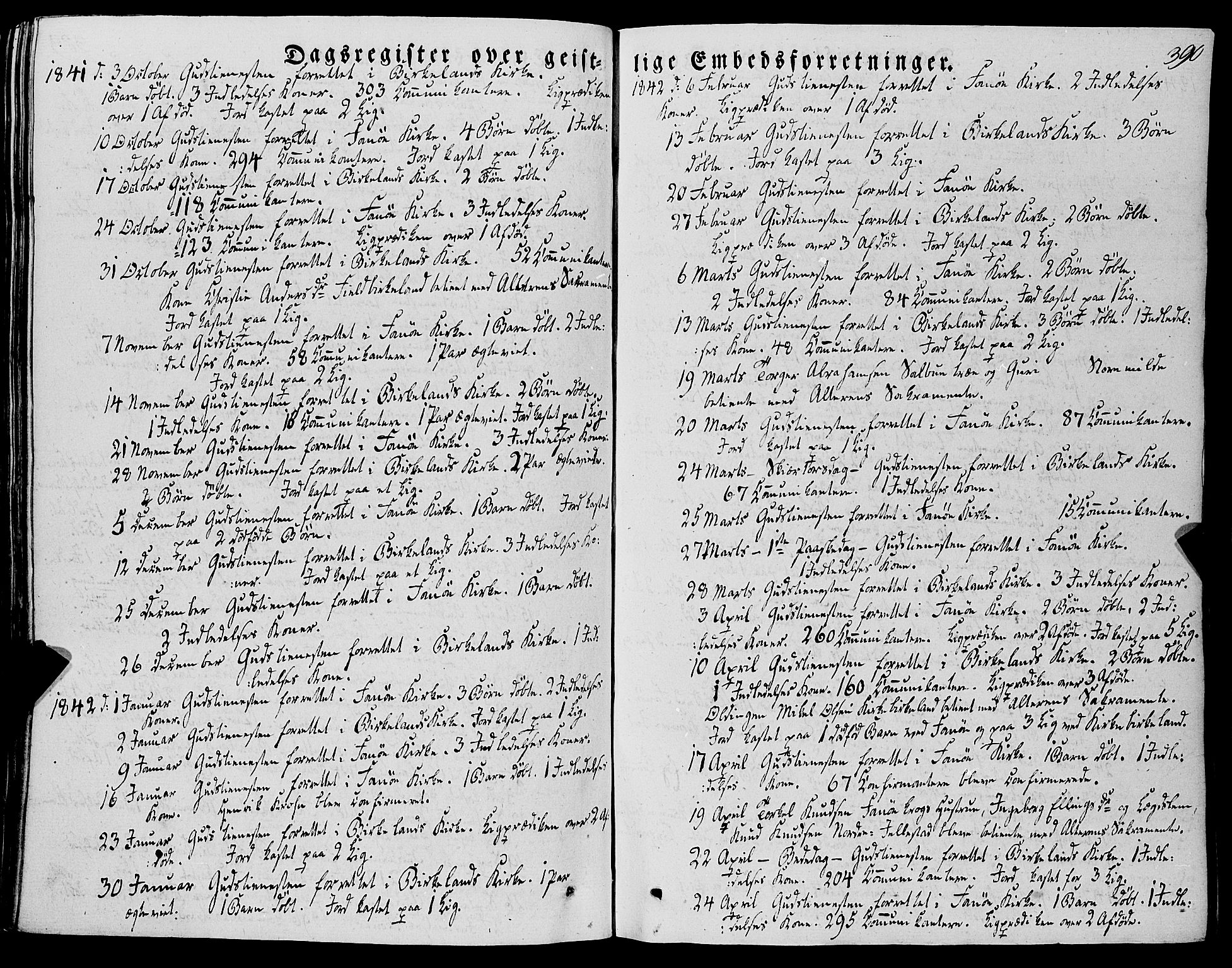 Fana Sokneprestembete, SAB/A-75101/H/Haa/Haaa/L0008: Parish register (official) no. A 8, 1829-1851, p. 390
