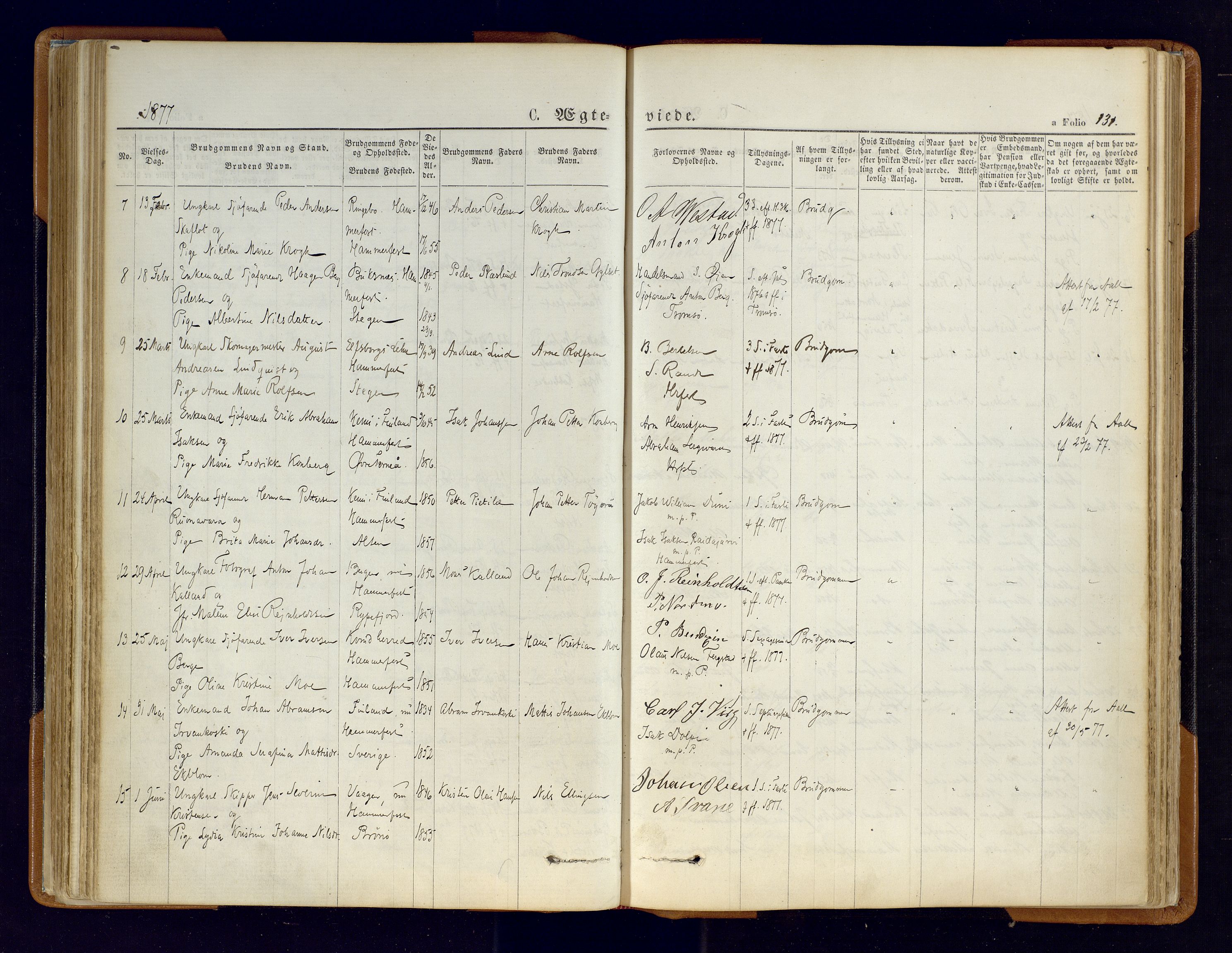 Hammerfest sokneprestkontor, AV/SATØ-S-1347/H/Ha/L0006.kirke: Parish register (official) no. 6, 1869-1877, p. 131