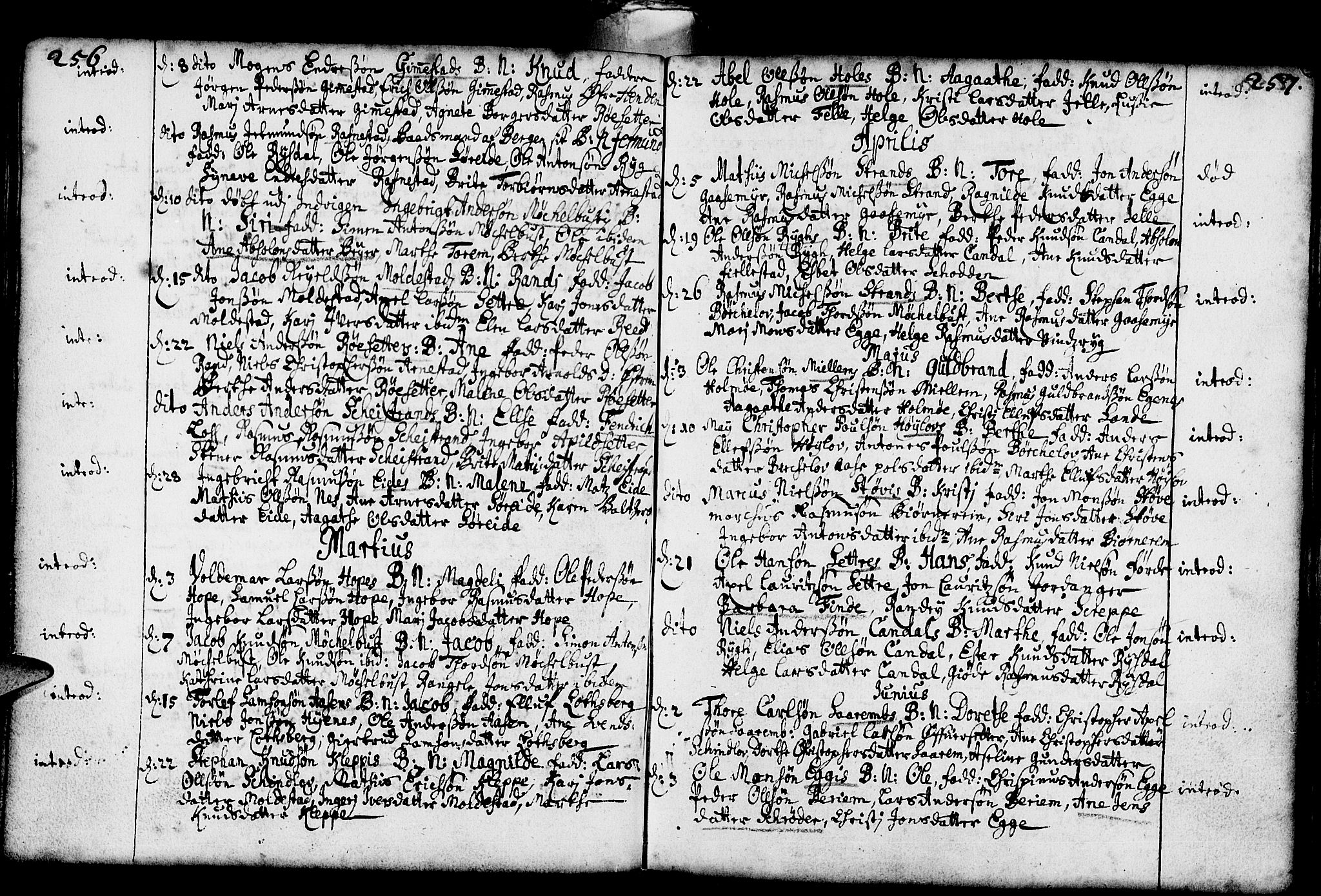 Gloppen sokneprestembete, AV/SAB-A-80101/H/Haa/Haaa/L0001: Parish register (official) no. A 1, 1686-1711, p. 256-257