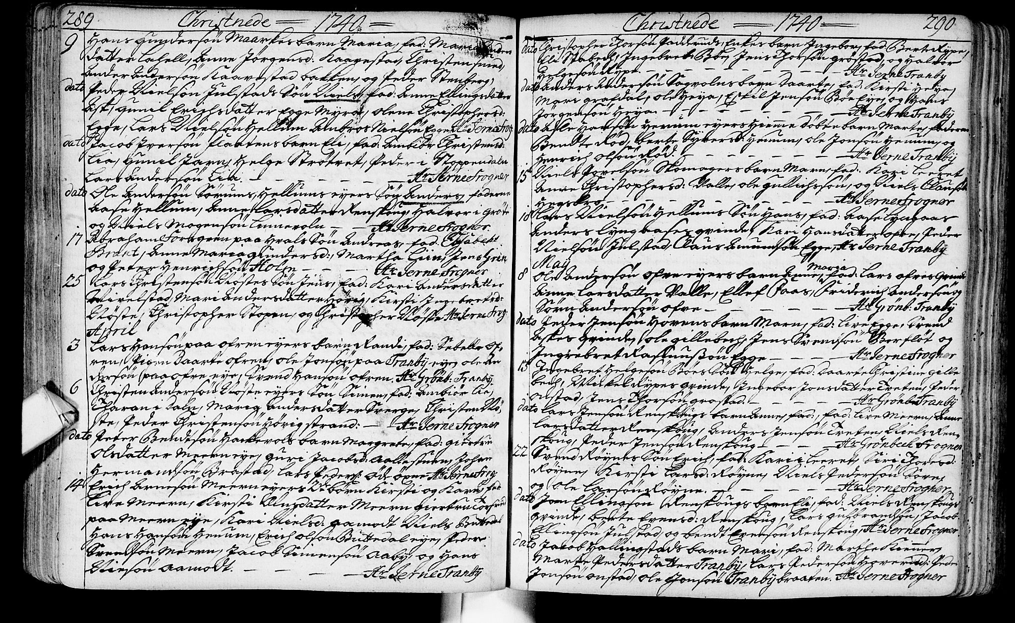 Lier kirkebøker, SAKO/A-230/F/Fa/L0003: Parish register (official) no. I 3, 1727-1748, p. 289-290