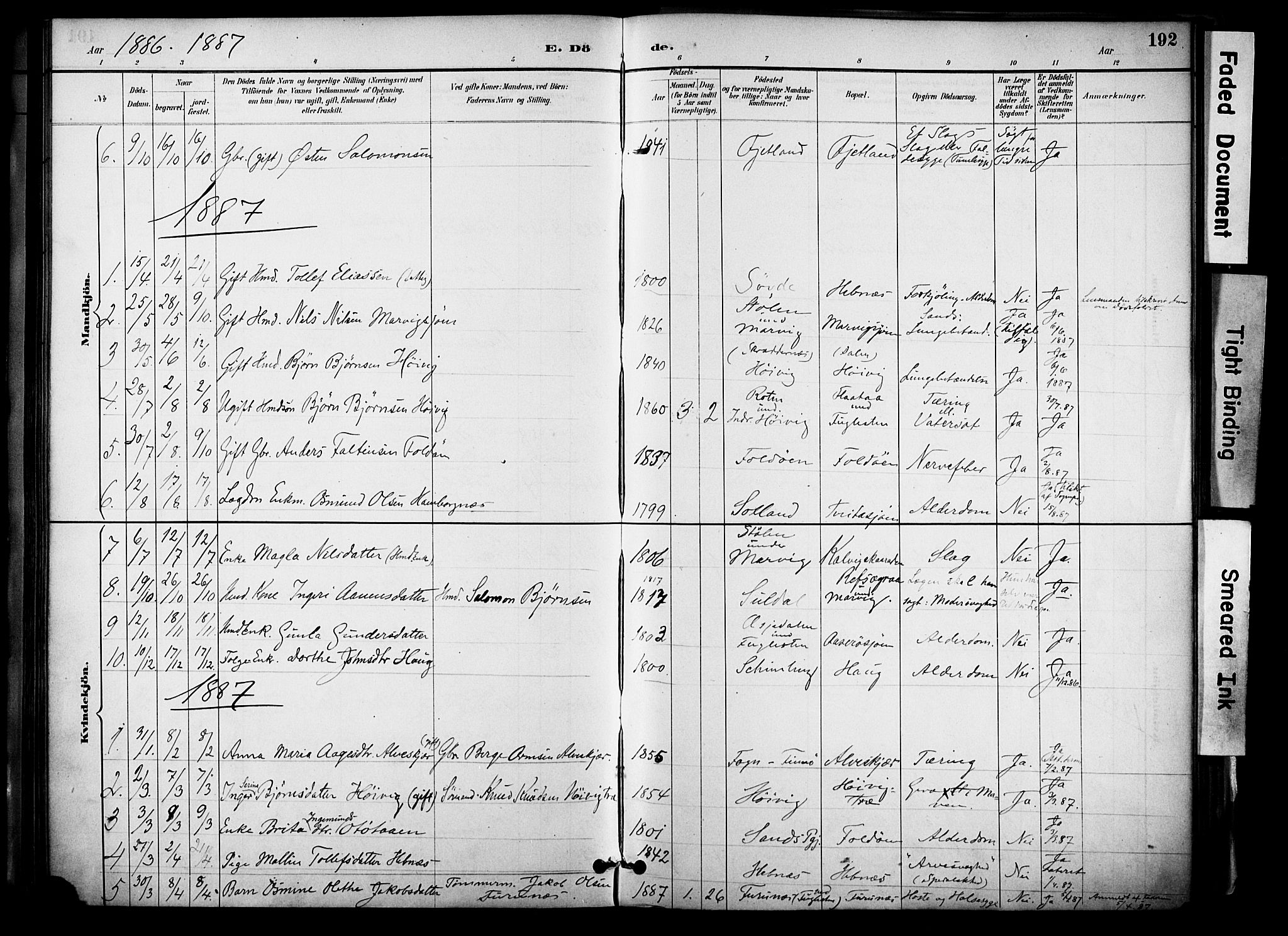 Jelsa sokneprestkontor, SAST/A-101842/01/IV: Parish register (official) no. A 10, 1884-1906, p. 192