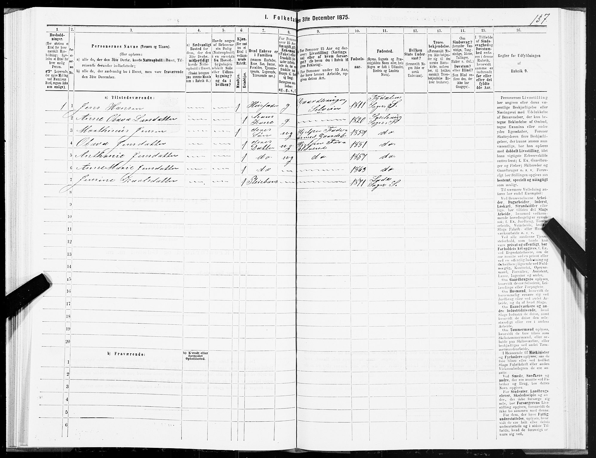 SAT, 1875 census for 1729P Inderøy, 1875, p. 4137