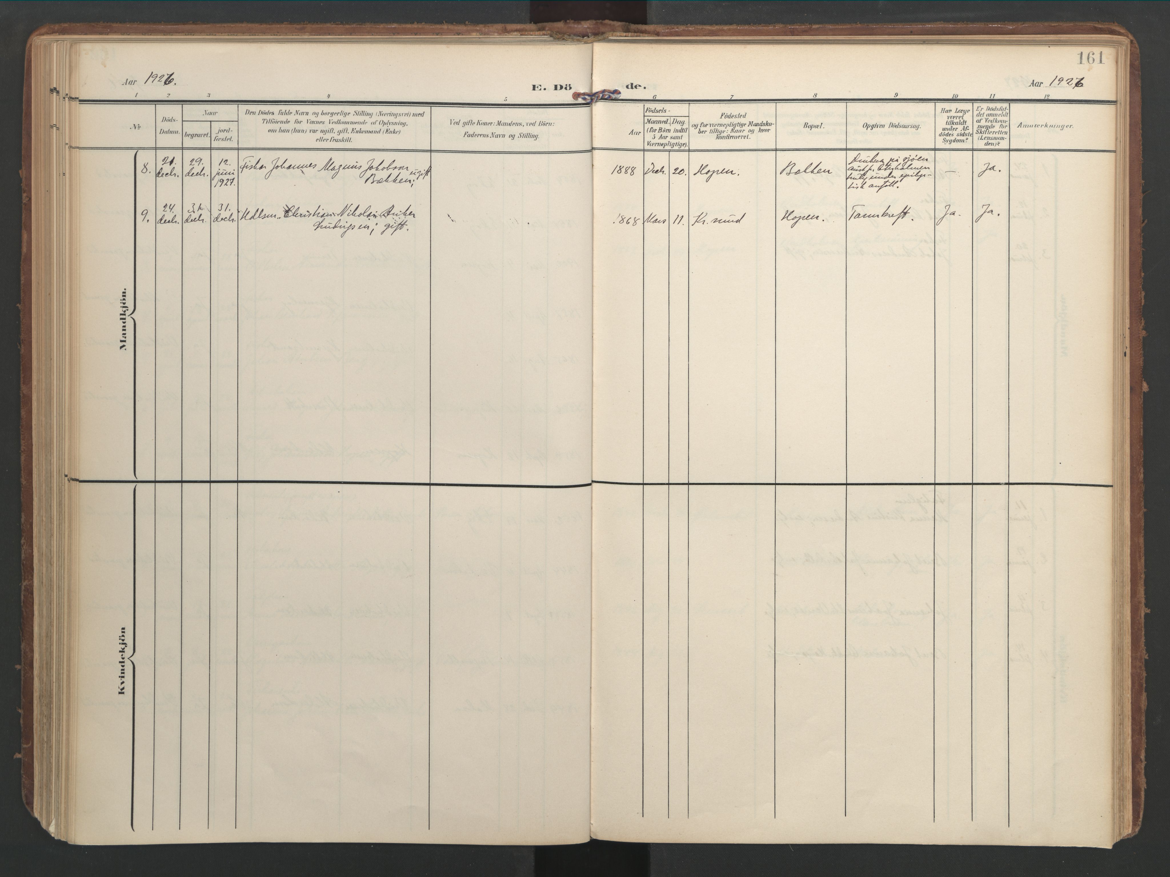 Ministerialprotokoller, klokkerbøker og fødselsregistre - Møre og Romsdal, AV/SAT-A-1454/583/L0955: Parish register (official) no. 583A02, 1907-1926, p. 161