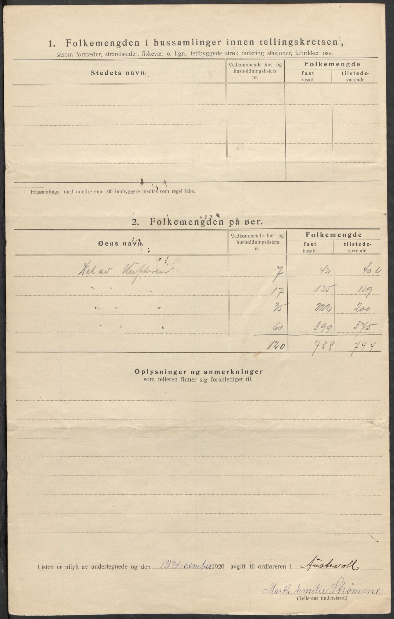 SAB, 1920 census for Austevoll, 1920, p. 40