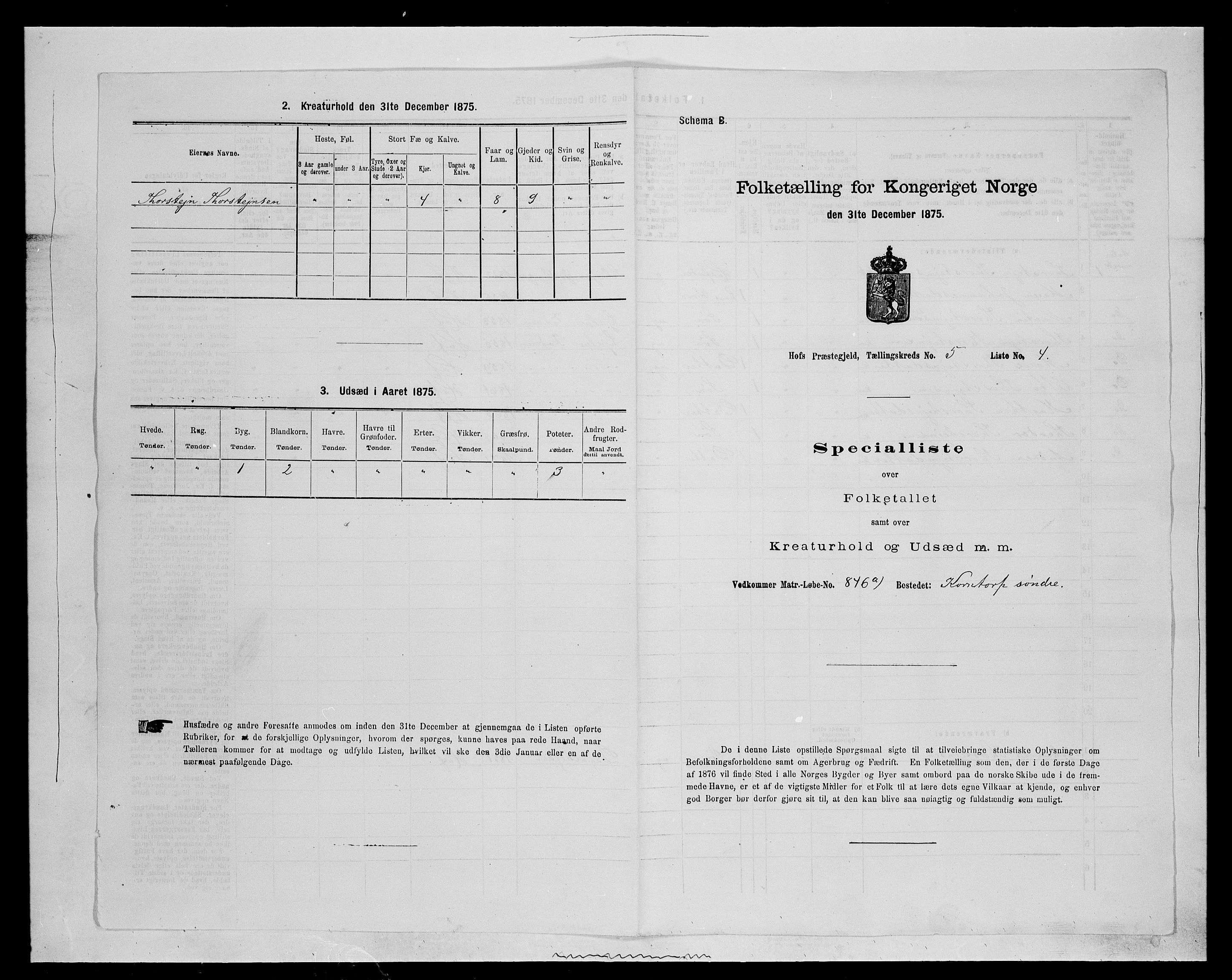 SAH, 1875 census for 0424P Hof, 1875, p. 951