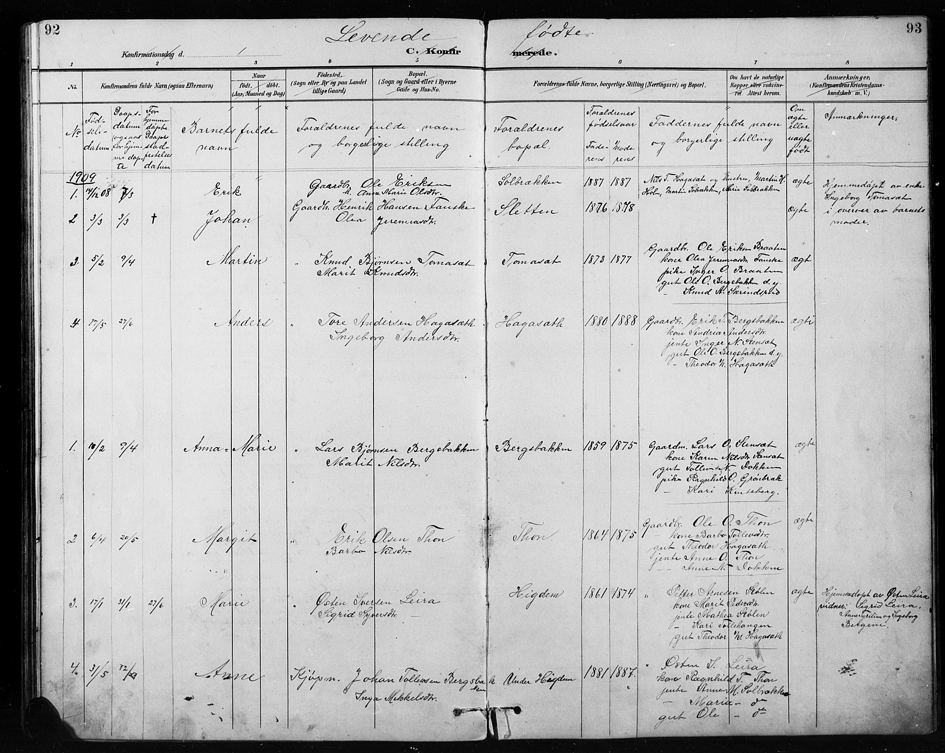 Etnedal prestekontor, SAH/PREST-130/H/Ha/Hab/Habb/L0001: Parish register (copy) no. II 1, 1894-1911, p. 92-93