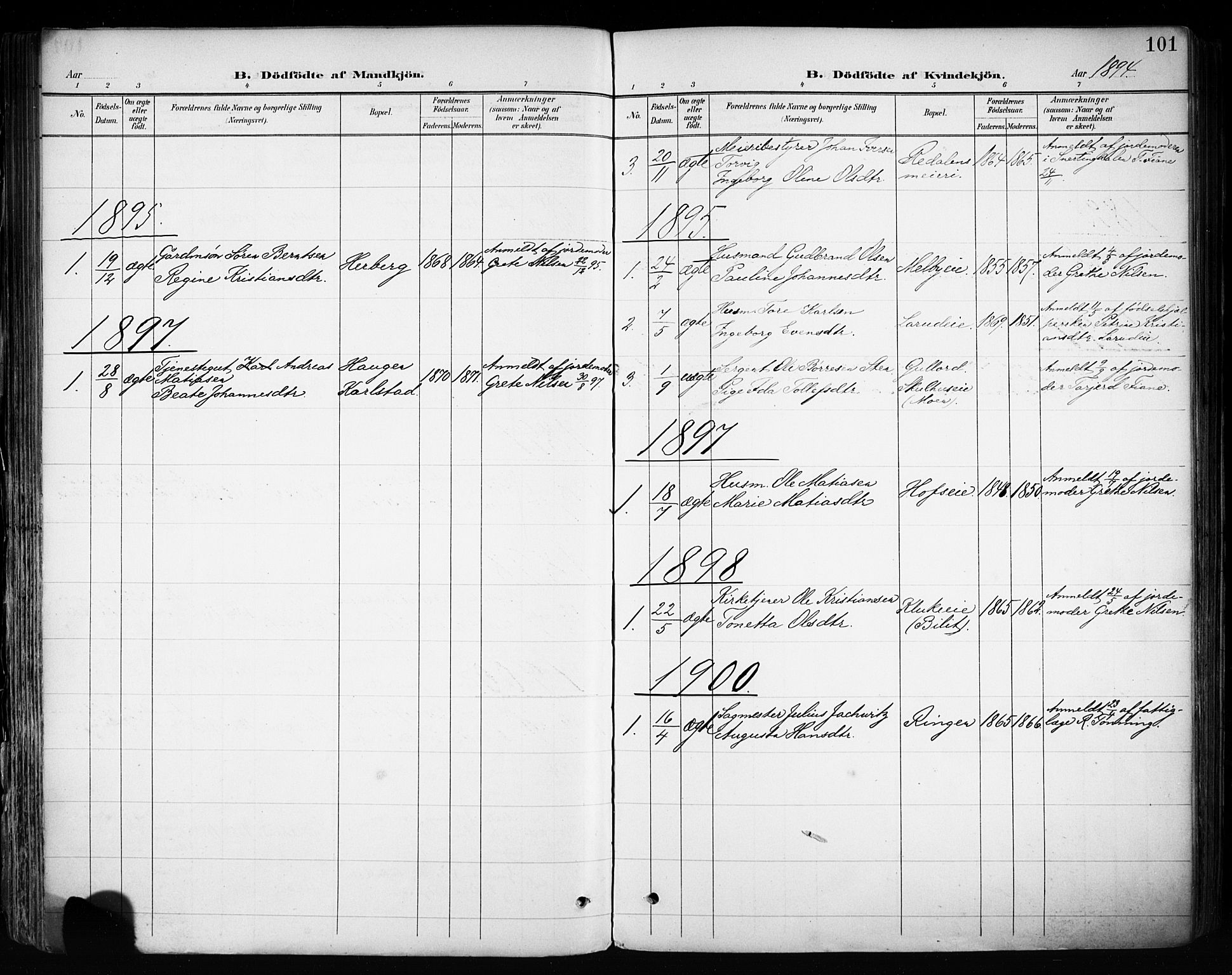 Biri prestekontor, SAH/PREST-096/H/Ha/Haa/L0009: Parish register (official) no. 9, 1887-1900, p. 101
