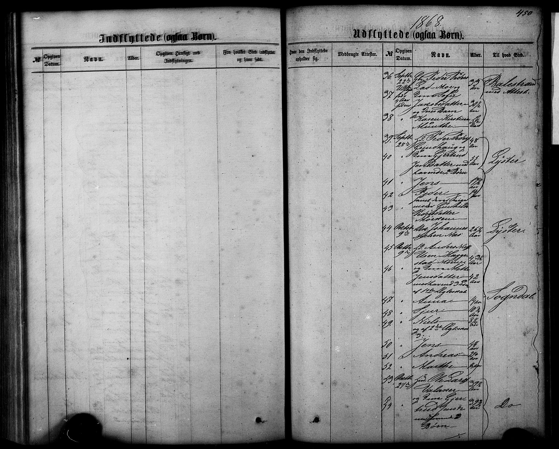 Hafslo sokneprestembete, SAB/A-80301/H/Hab/Haba/L0001: Parish register (copy) no. A 1, 1866-1908, p. 450