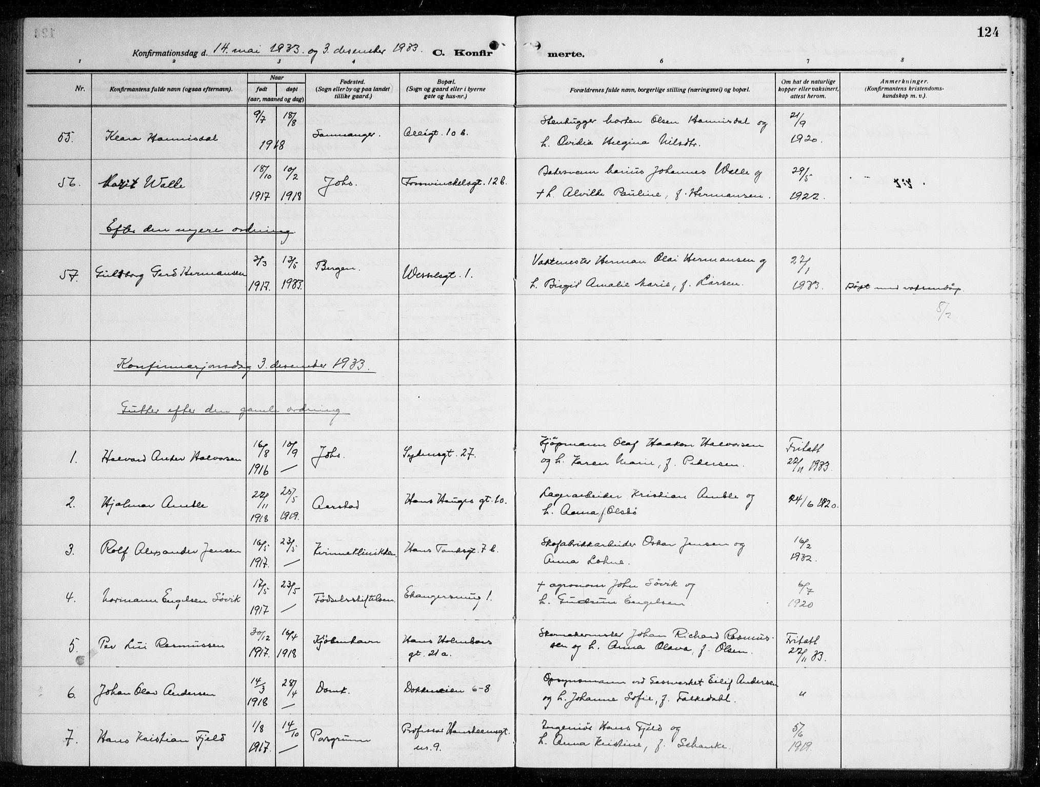 Johanneskirken sokneprestembete, AV/SAB-A-76001/H/Haa/L0010: Parish register (official) no. C 3, 1925-1935, p. 124