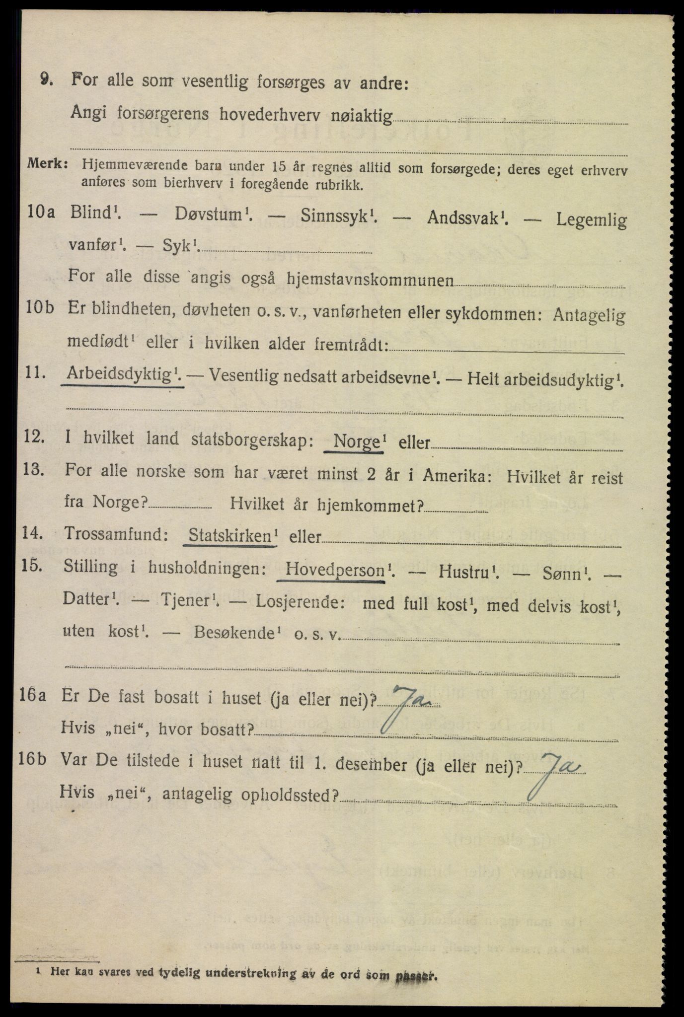 SAK, 1920 census for Oddernes, 1920, p. 6436