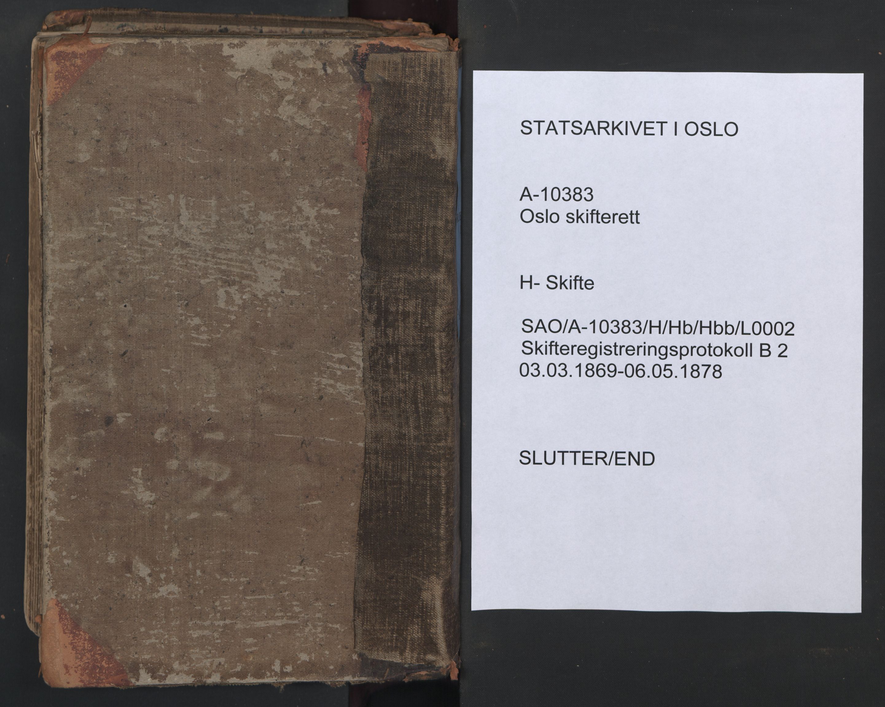 Oslo skifterett, AV/SAO-A-10383/H/Hb/Hbb/L0002: Skifteregistreringsprotokoll, 1869-1878