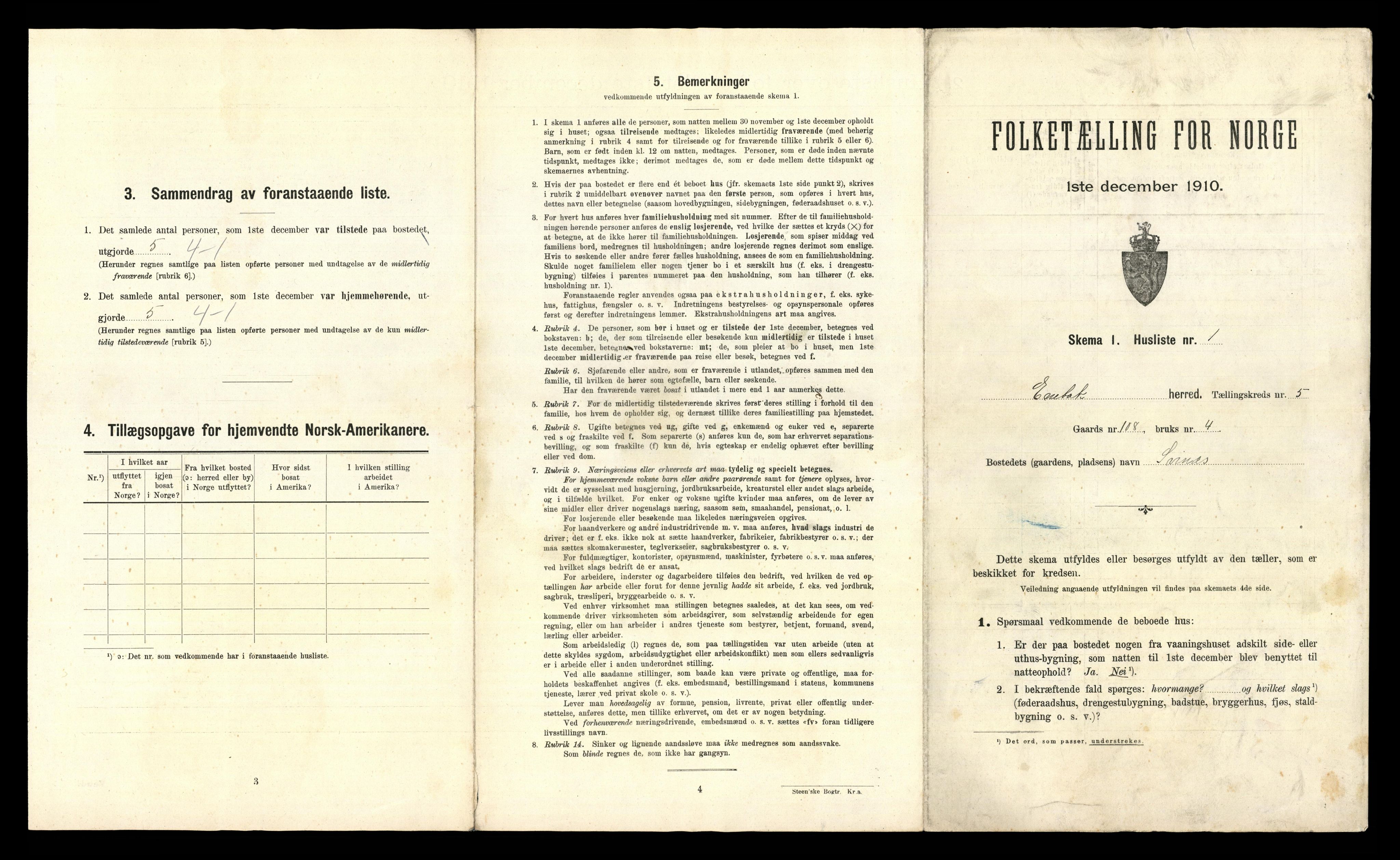 RA, 1910 census for Enebakk, 1910, p. 577