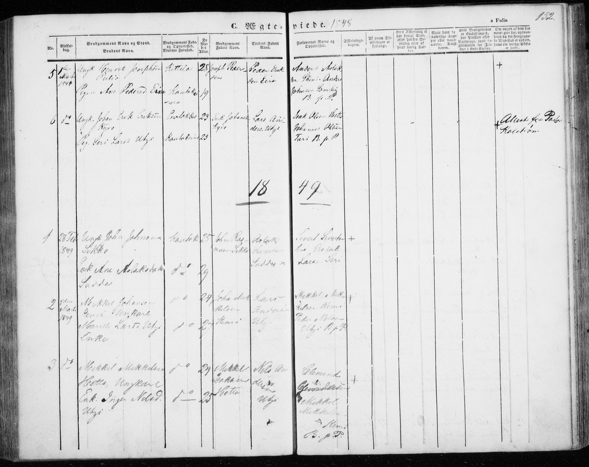 Kautokeino sokneprestembete, SATØ/S-1340/H/Ha/L0002.kirke: Parish register (official) no. 2, 1843-1861, p. 152