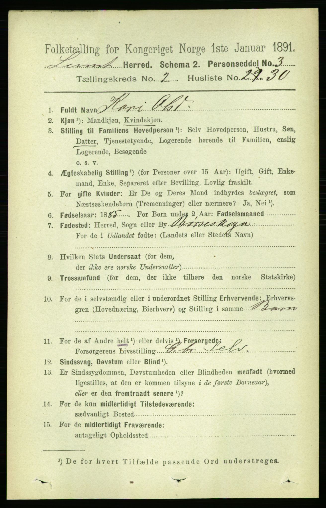 RA, 1891 census for 1654 Leinstrand, 1891, p. 689