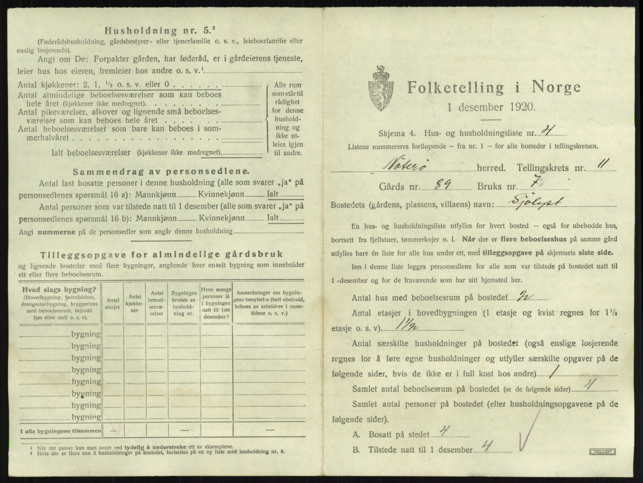 SAKO, 1920 census for Nøtterøy, 1920, p. 2216