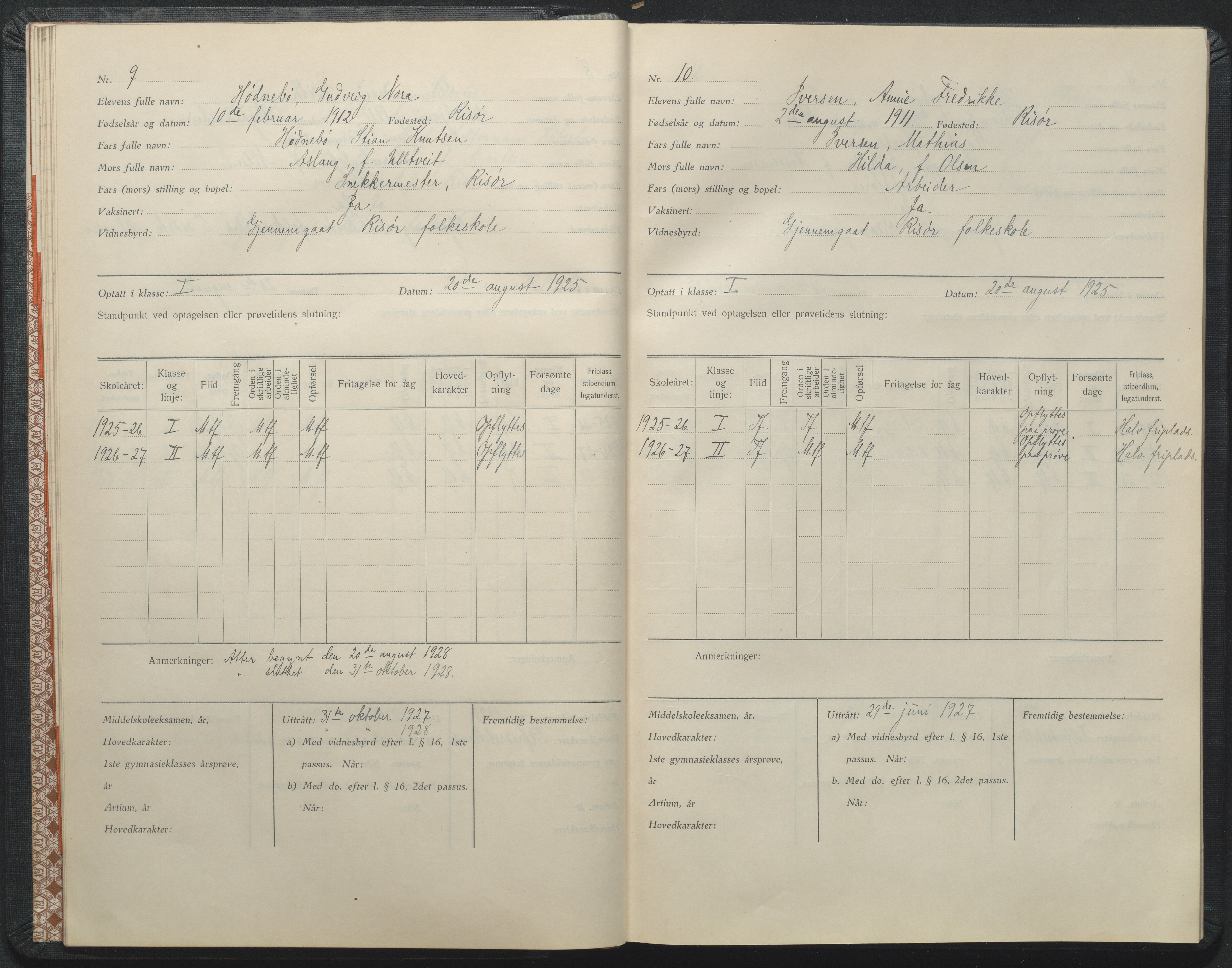 Risør kommune, AAKS/KA0901-PK/1/05/05i/L0003: Manntallsprotokoll, 1925-1941