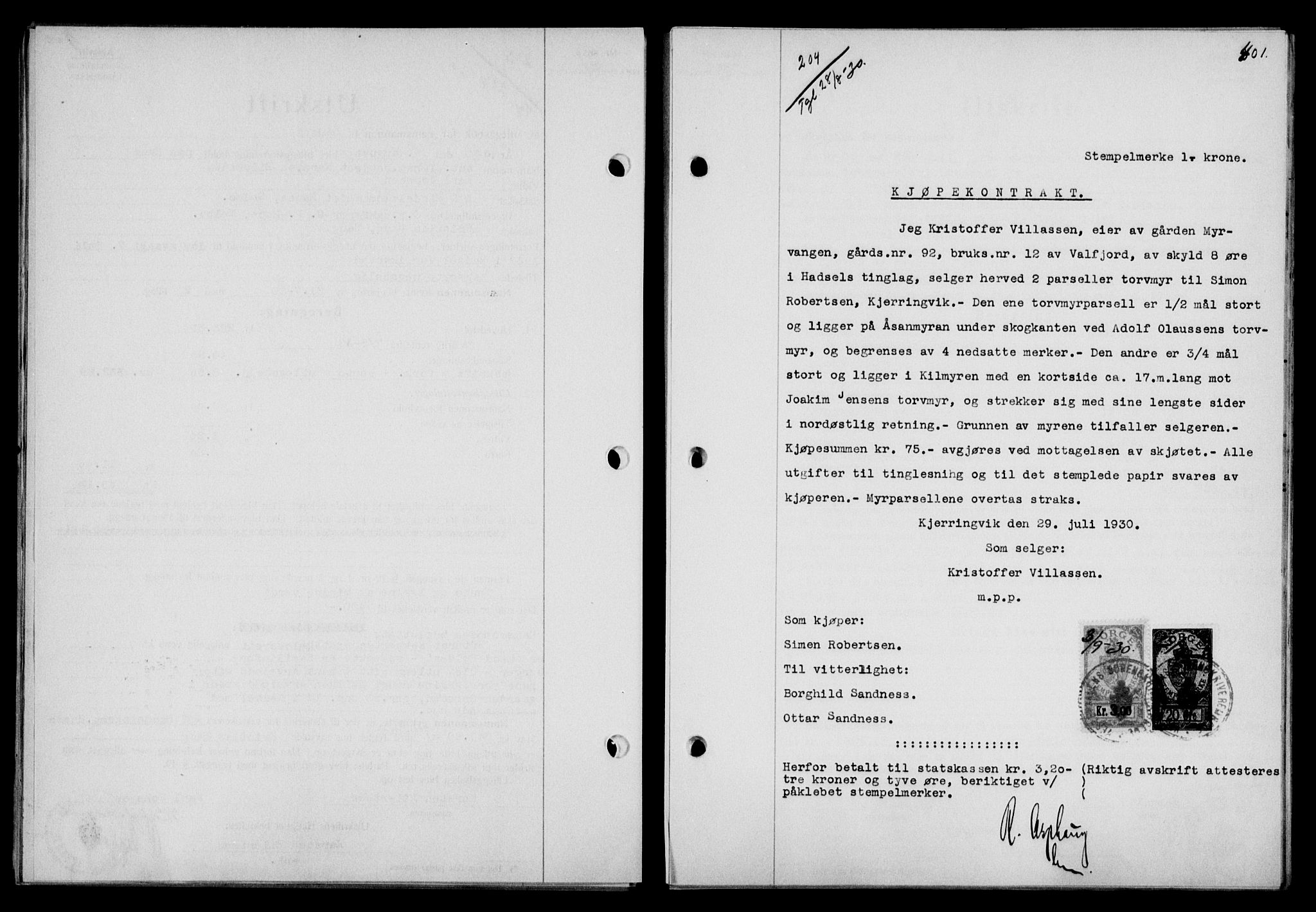 Vesterålen sorenskriveri, SAT/A-4180/1/2/2Ca/L0051: Mortgage book no. 44, 1930-1930, Deed date: 28.08.1930