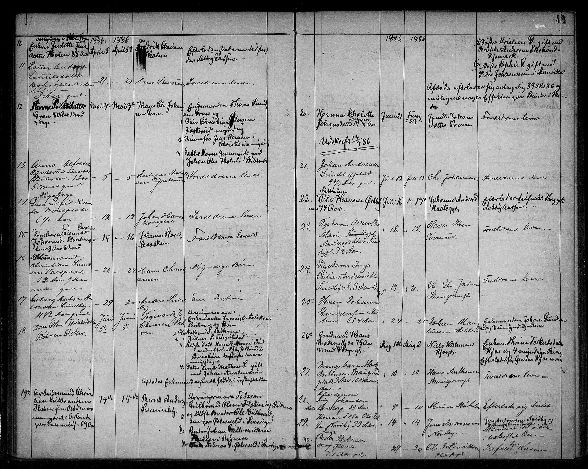 Spydeberg lensmannsarkiv, AV/SAO-A-10635/H/Ha/L0002: Dødsfallsprotokoll, 1868-1908, p. 43b-44a